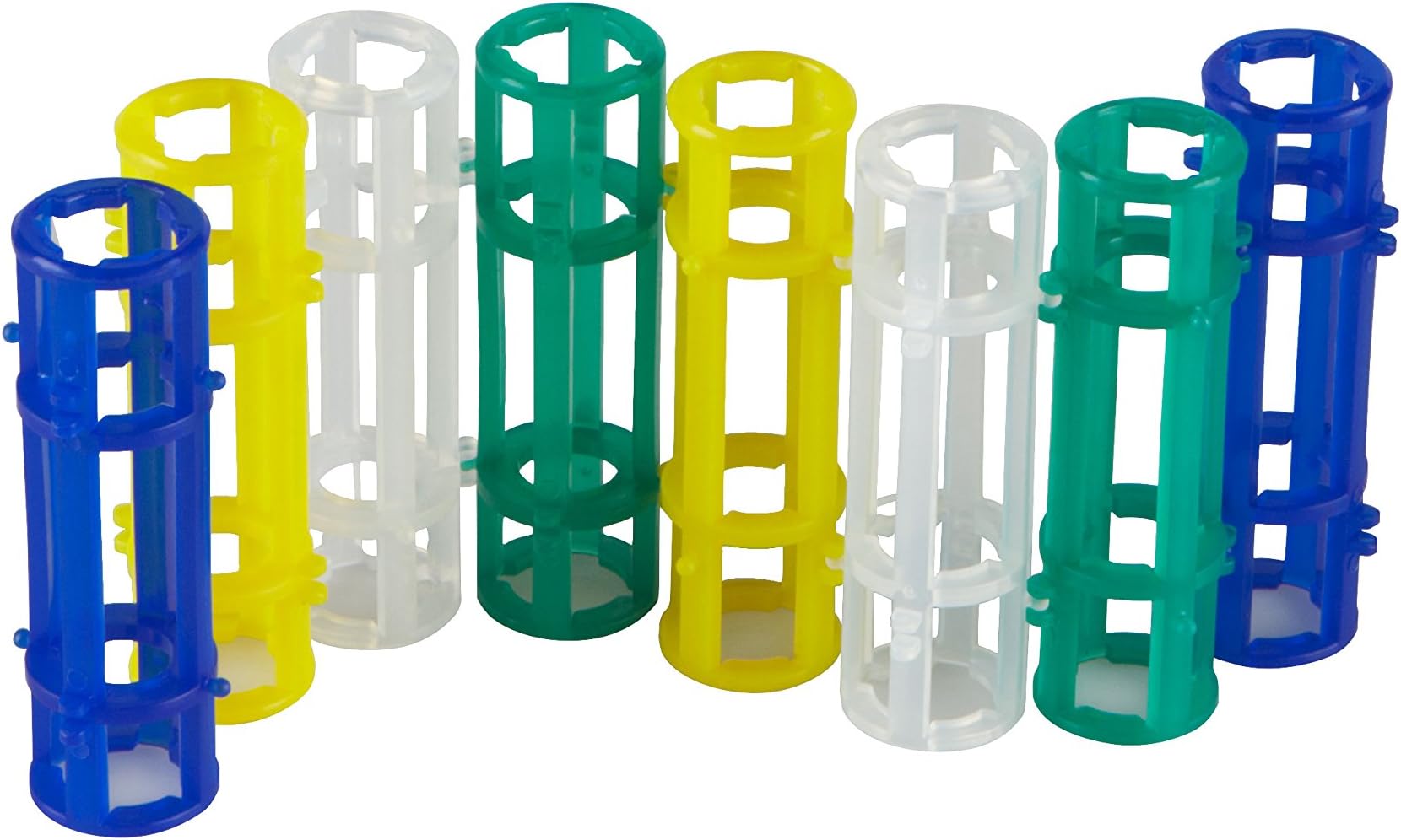 Heathrow Scientific HS120505 Chain Tube Rack, 5mL, 15mL, 17mm, Customizable, Polypropylene, Assorted Colors Green/Blue/Yellow/Natural (Pack of 16)