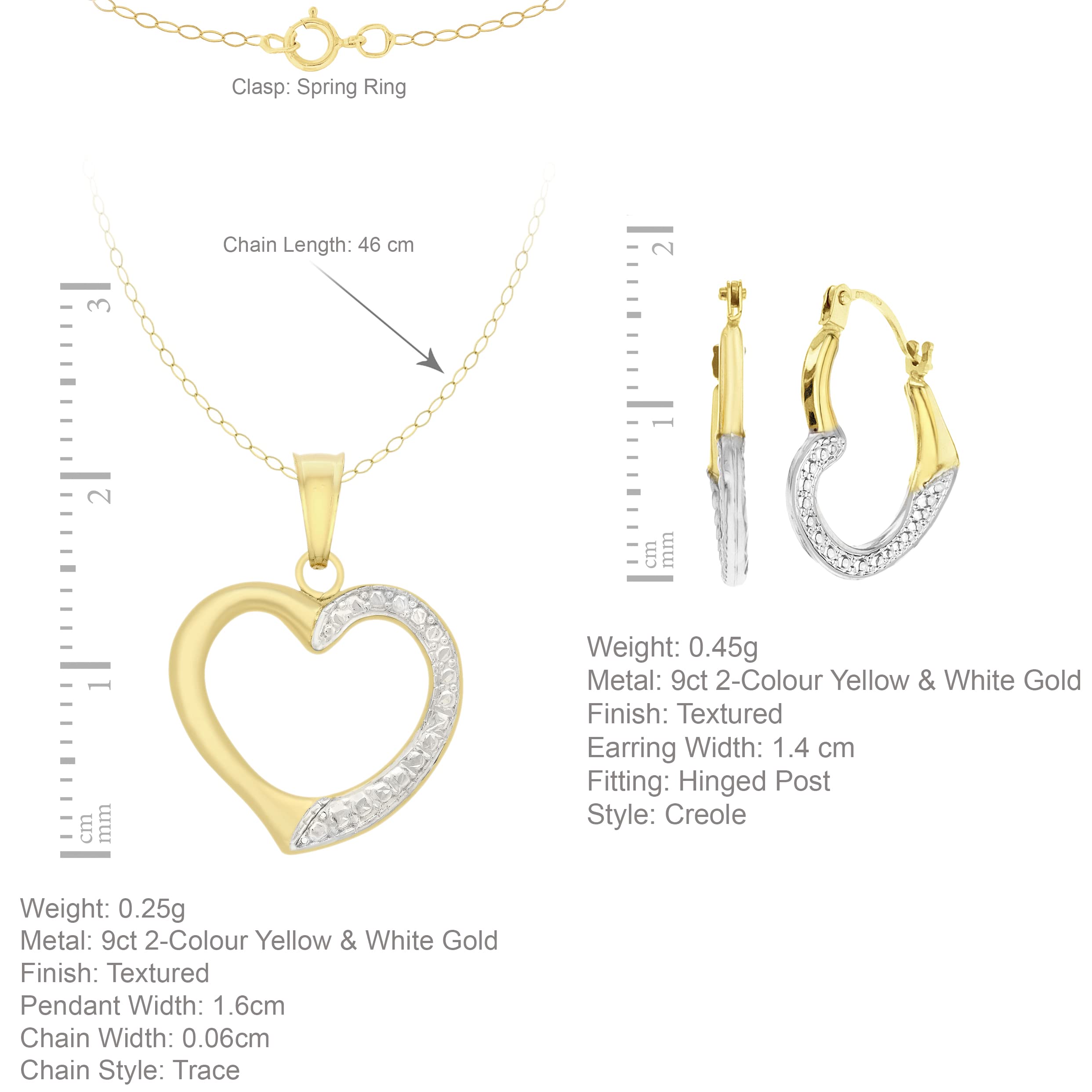 Carissima Gold Damen-Schmuck-Set 9 Karat (375) Gelbgold 46 cm