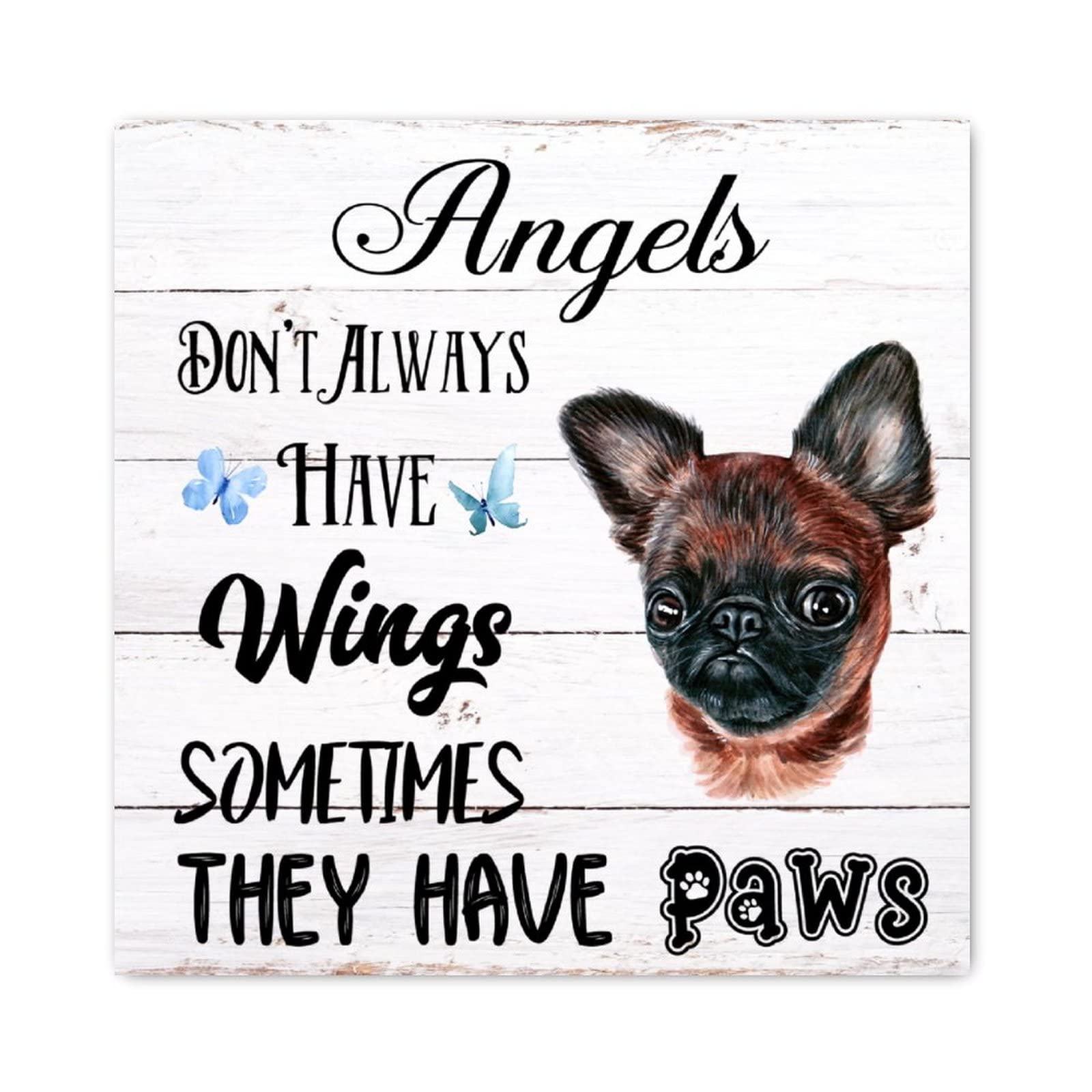 Panneau en bois Angels Don't Always Have Wings déco murale 30x30
