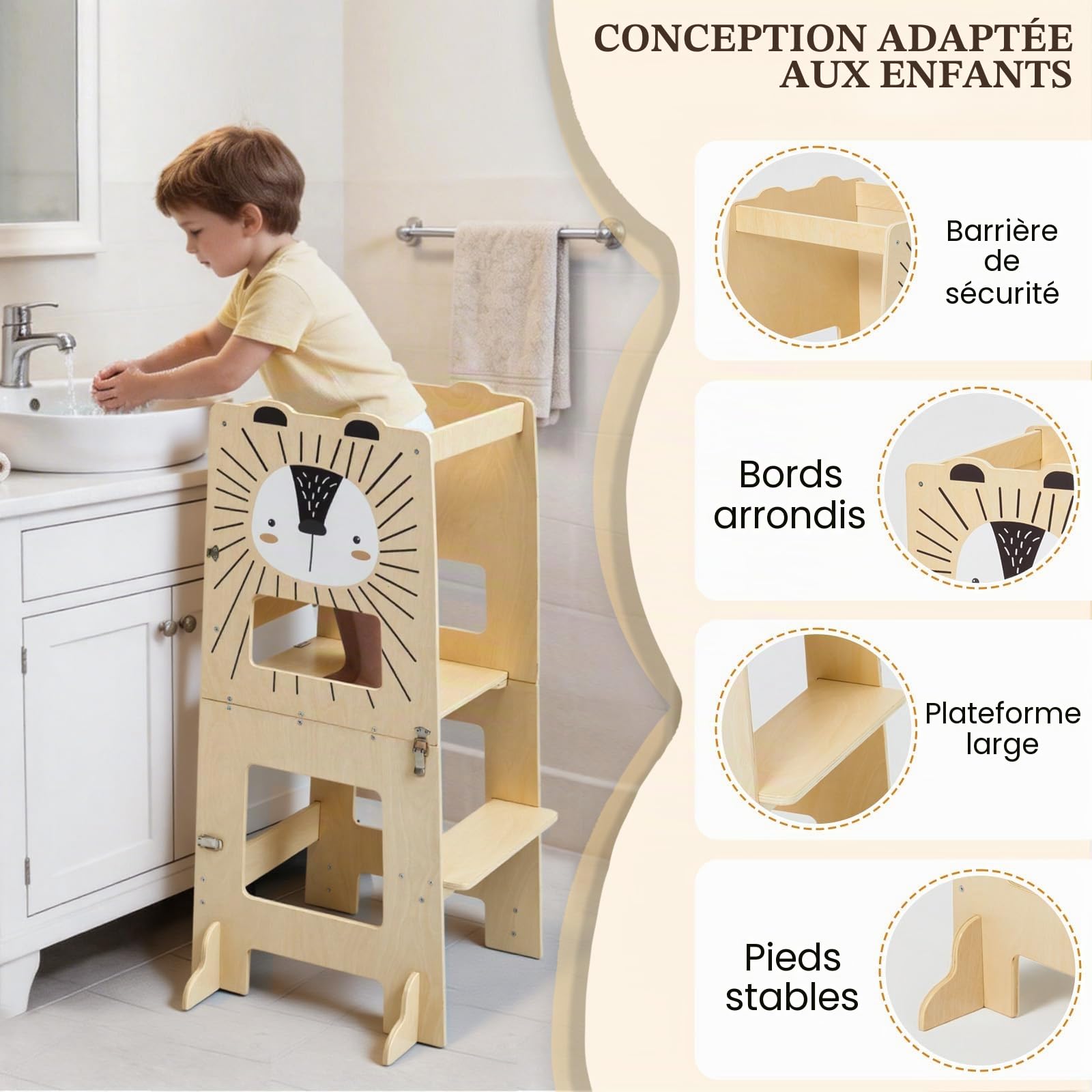 Labebe Tour d Observation Montessori 3 in 1 Grande Taille 1-3 Ans