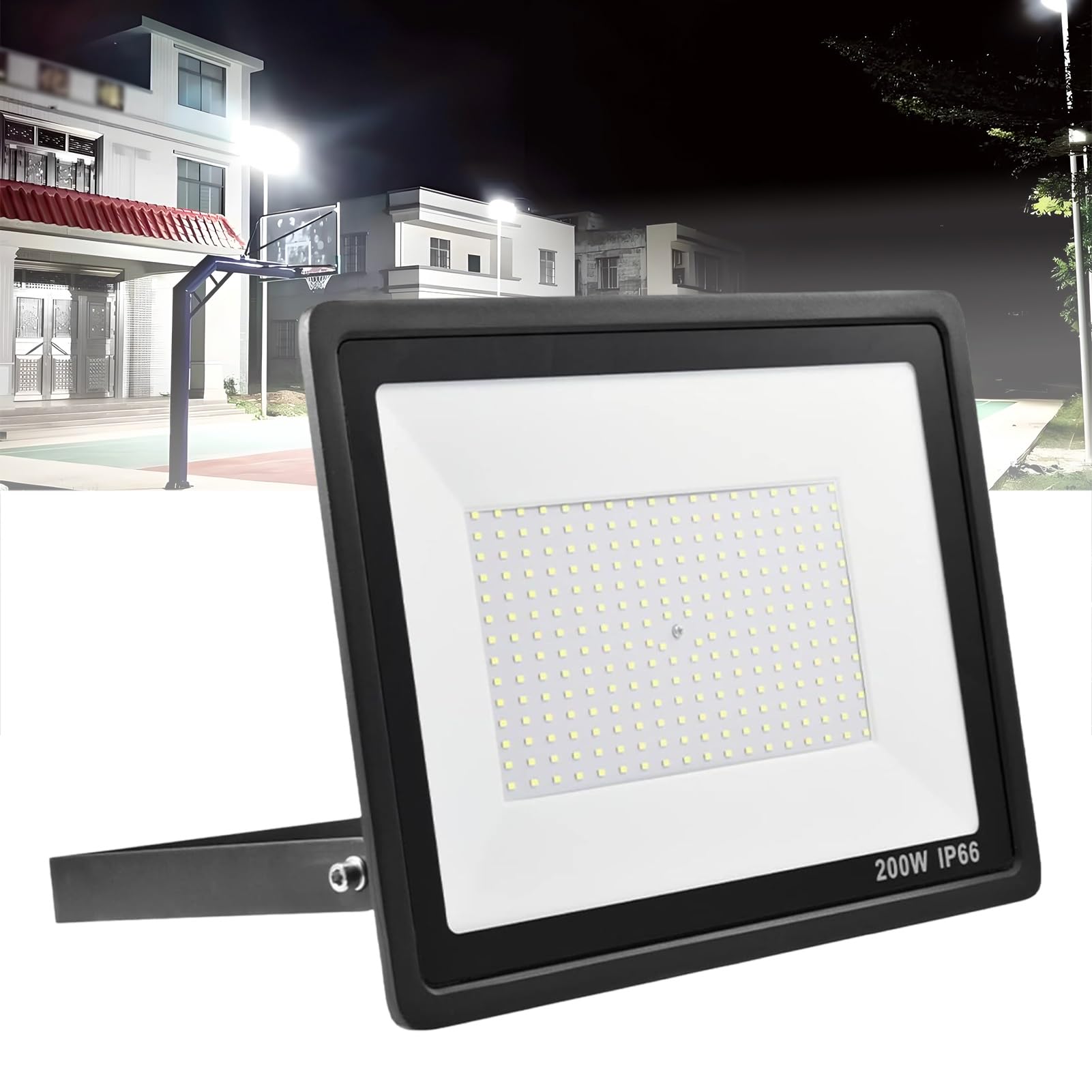 Ultrajasny reflektor LED do użytku na zewnątrz, wodoszczelne oświetlenie robocze IP66, nadaje się na boiska do koszykówki, dziedzińca, ogrodów, parkingów i podobnych miejsc (200 W)