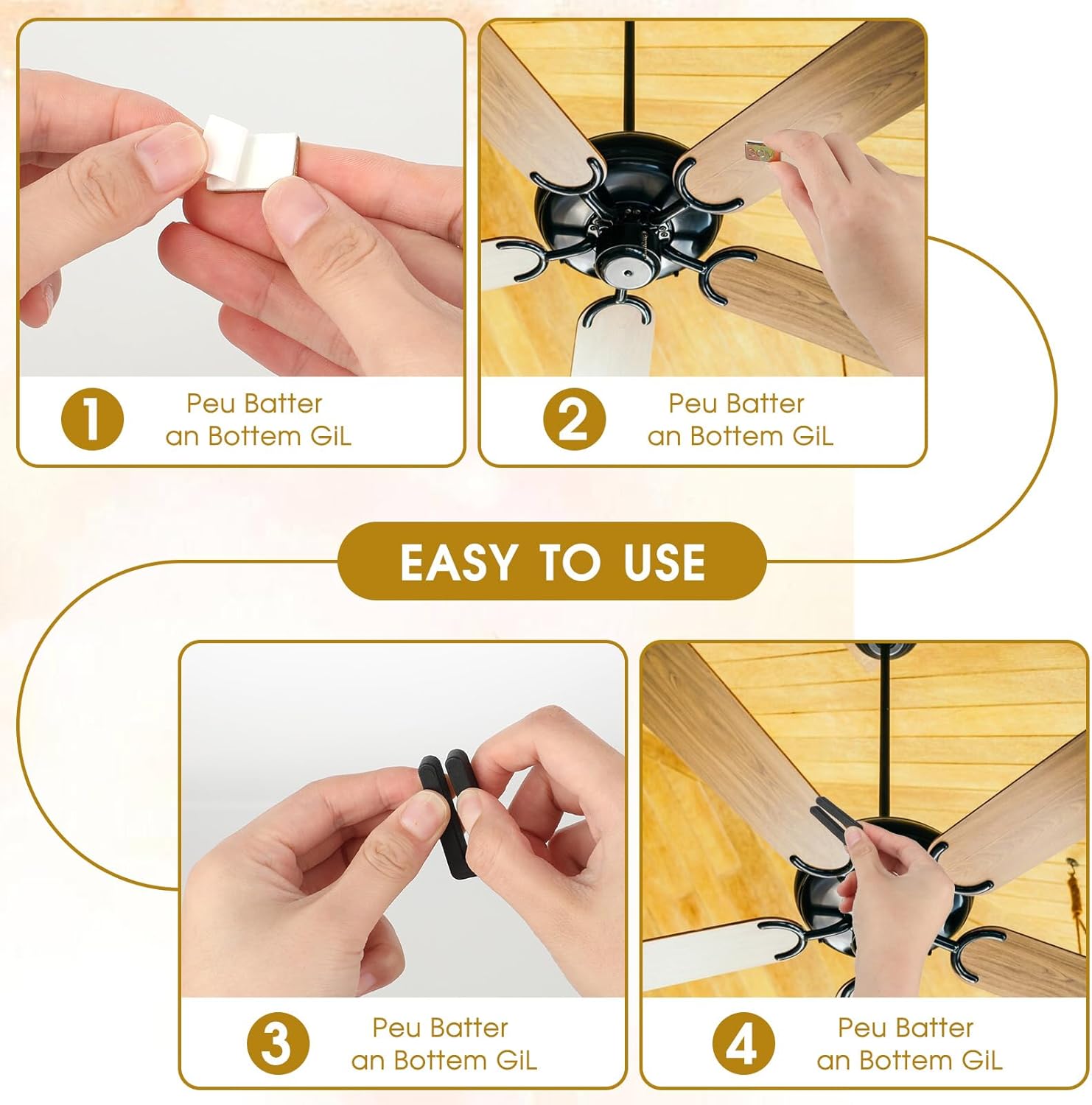 Ceiling Fan Balancing Kit, 6 Fans Balance Clips and 18 Metal Self-Adhesive 3G Weights, Fan Balancing Kit for Ceiling Fans Weight Balance