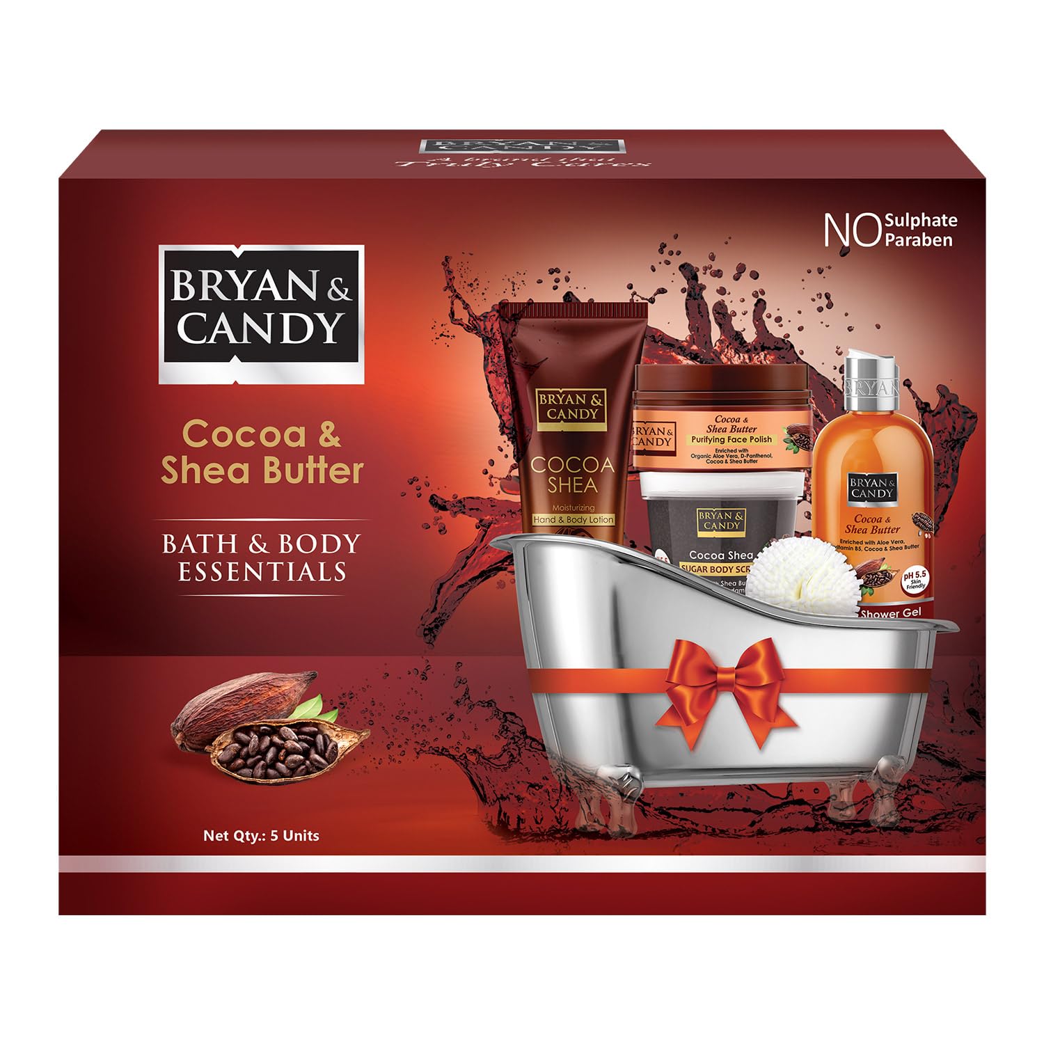 Bryan & Candy Bath Tub Essentials|Gift Set For Women And Men | Complete Home Spa Experience (Cocoa Shea Tub Kit)