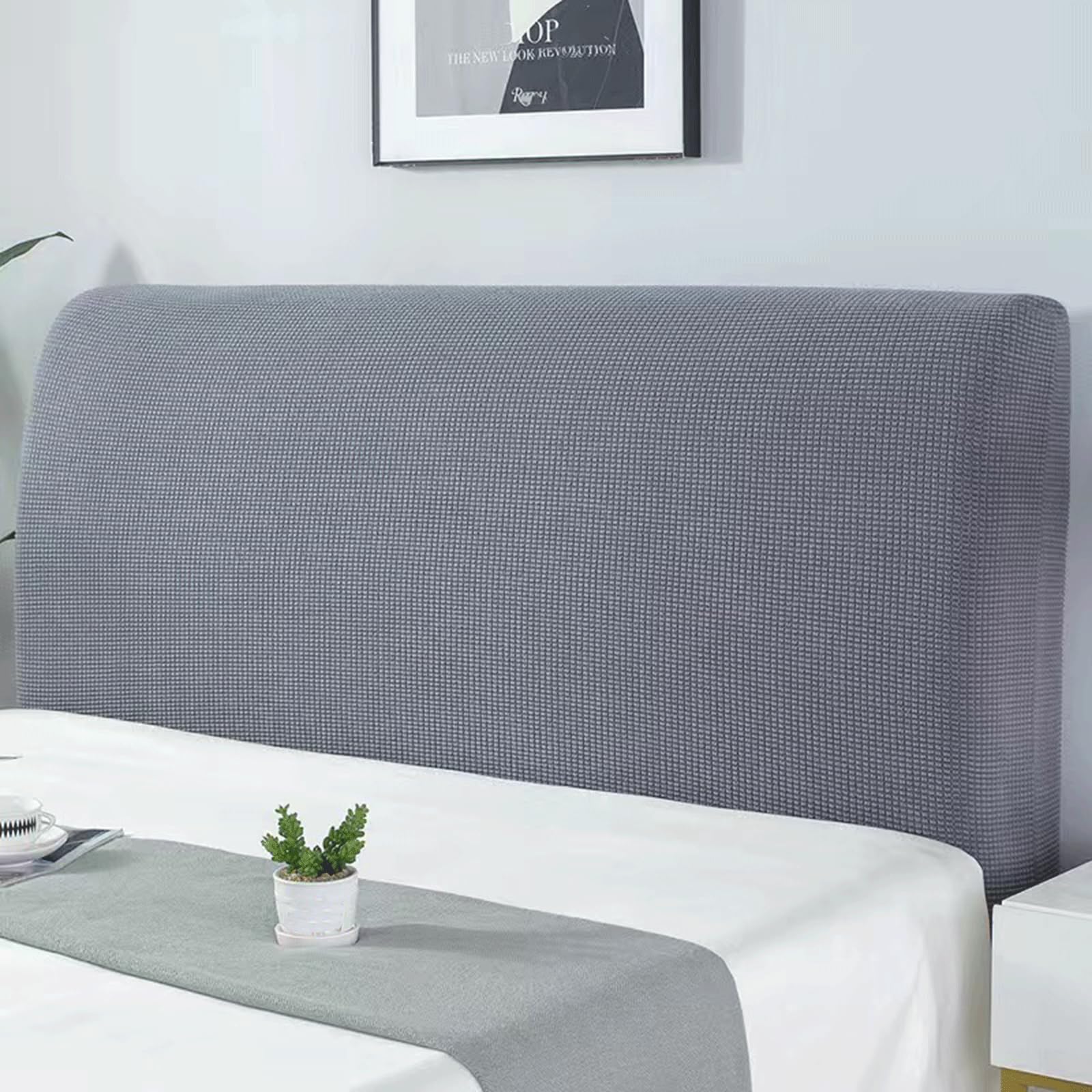 Zcxryfl Gray1 Bed Headboard Covers Slipcover, Nordic Style Stretch Headboard Covers For King/Single/Double Bed, Dustproof Protector Decor Bed Head Cover For Wood/Leather/Upholstered Headboard(110-135Cm,)