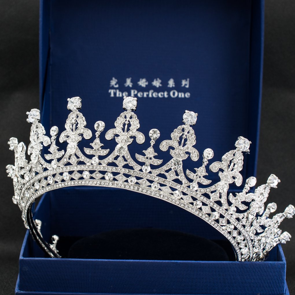 Cristales Clásicos Rhinestone Boda Nupcial 2/3 Tiara Cuervo Diadem Mujeres Accesorios para el Cabello 05365L