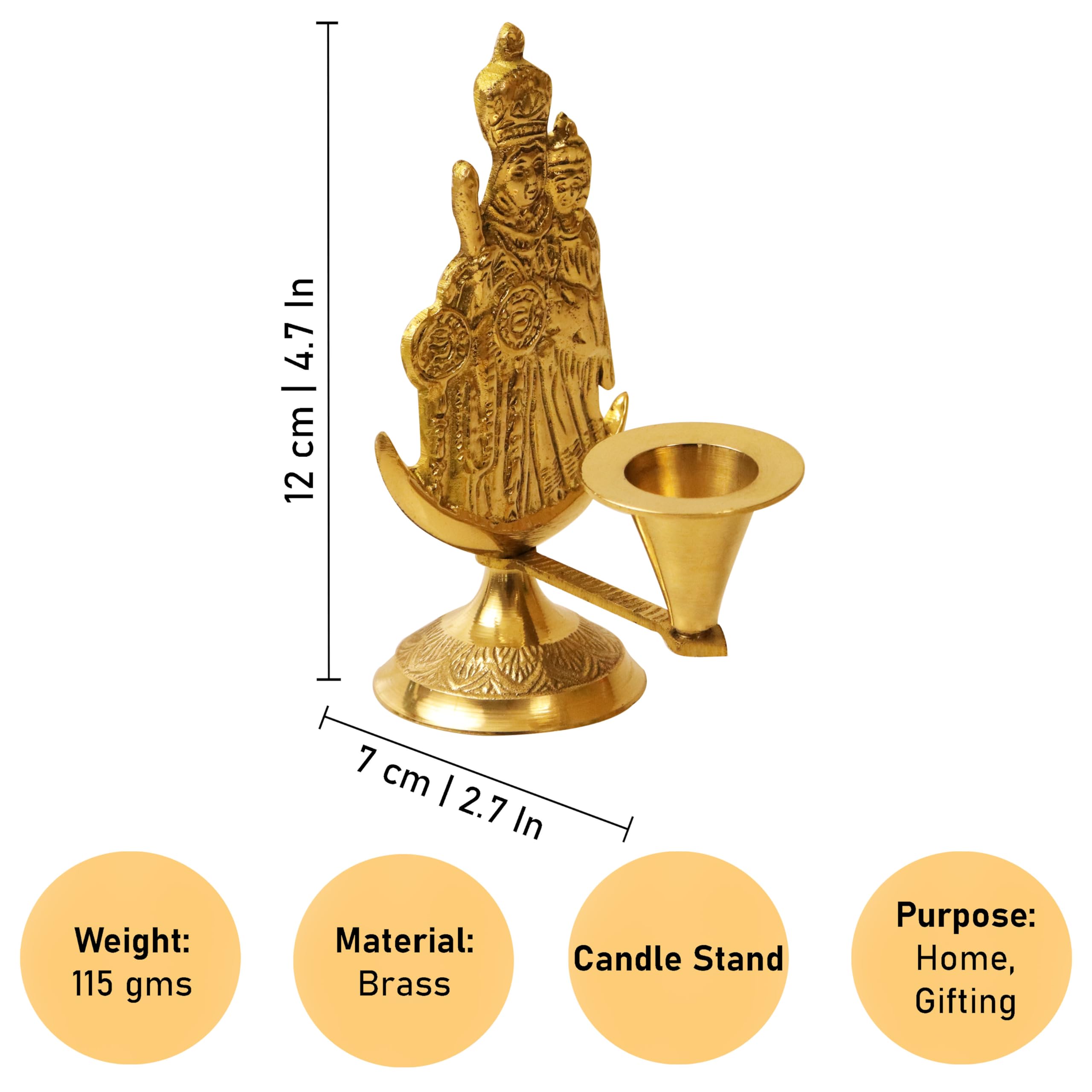 Putrika Brass Mother Mary Candle Holder Stand|Pooja|Puja|Decorative|Home Decoration|Best Return Gift for Living, Bedroom, Dining Room– Mother Mary 3