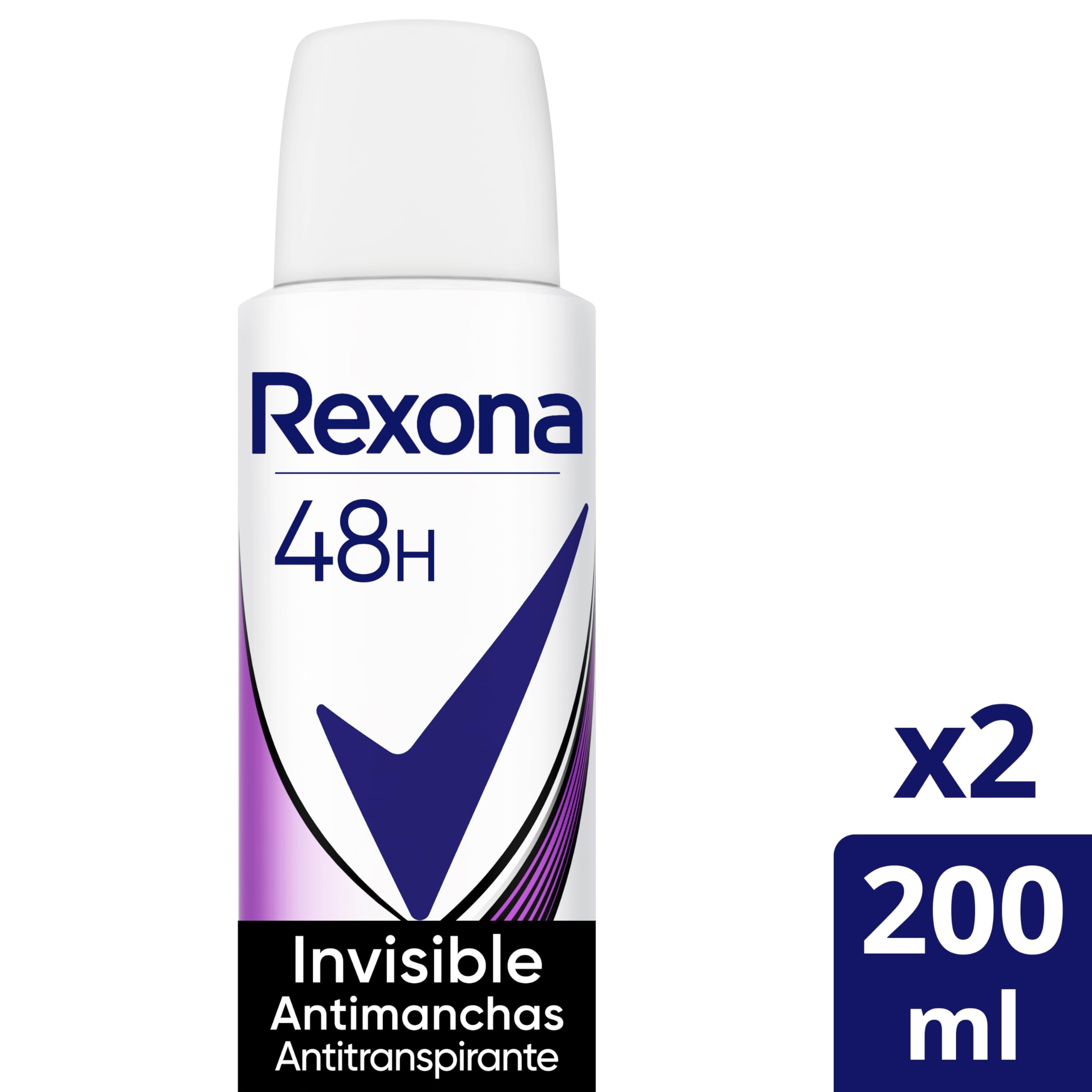 Rexona Niewidoczny dezodorant w sprayu antyperspirant dla kobiet, przeciw plamom, 2 x 200 ml, ambalaż może się różnić