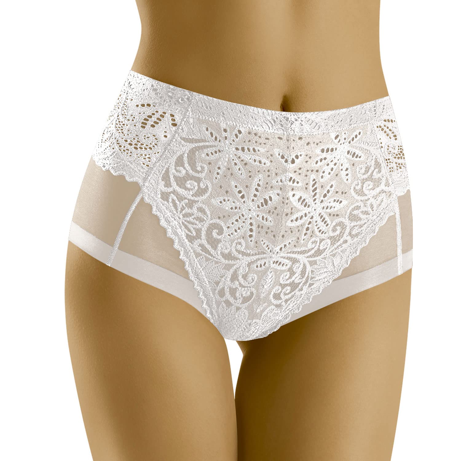 Wolbar Sexy Lace Mesh Ladies Briefs WB437, White,M