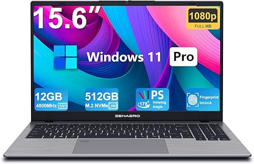 Miniatura 1 de ZENAERO Computadora portátil Windows 11 Pro de 15.6 pulgadas, 12 GB de RAM, 512 GB NVMe SSD Intel Alder Lake-N95 de 12 generación (hasta 3.4 GHz),