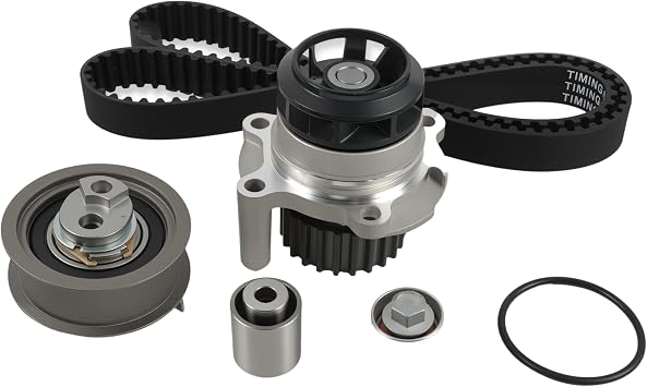 Timing Belt Set w/Water Pump Fit for 2.0T A4 Quattro GTI Passat TCKWP334 | 2.0L Fit for Audi A4 05-09/A3 06-08/TT 08-09, VW Passat 06-09/Jetta 07-09/GTI 06-08/Eos 07-09 DOHC, Replaces TCKWP334