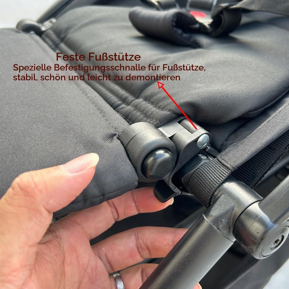 Zubehör für Kinderwagen - Beinstütze - Erweiterungsbrett kompatibel mit Babyzen YOYO - ohne Demontage - 6,2 Zoll Verlängerung, einfach zu befestigen und zu reinigen (Schwarz)