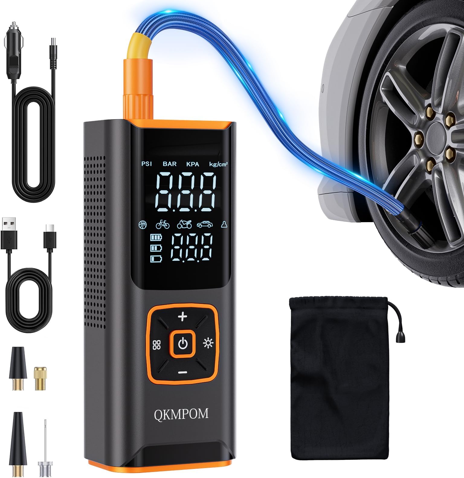 Tire Inflator Portable Air Compressor, 6X Faster 180 PSI Cordless Air Compressor-Dark Gray