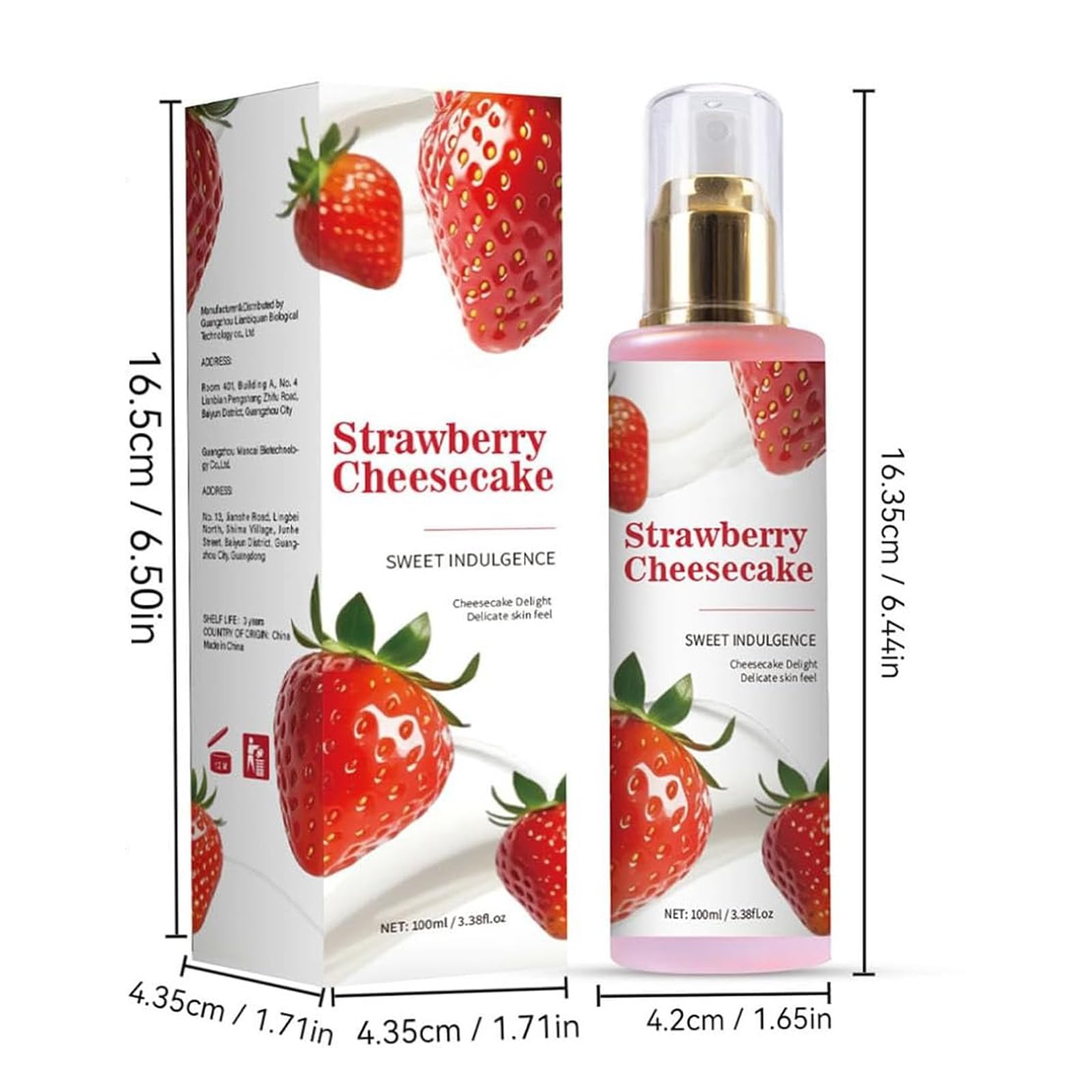 Strawberry Cheesecake Body Spray dla kobiet – trwała mgiełka perfumowana do włosów i skóry, zapach zapachowy, nawilżająca pielęgnacja ciała, 100 ml (4)
