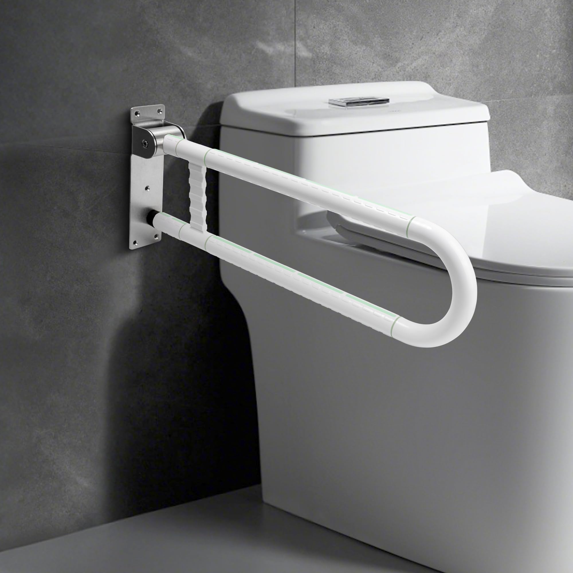 ITSOGOO Maniglione Bagno Disabili 70cm,Maniglia Doccia Anziani,WC stand-up,Maniglione per Doccia,Supporto Pieghevole Disabili,Acciaio Inossidabile,Supporta 250 kg,Bianco