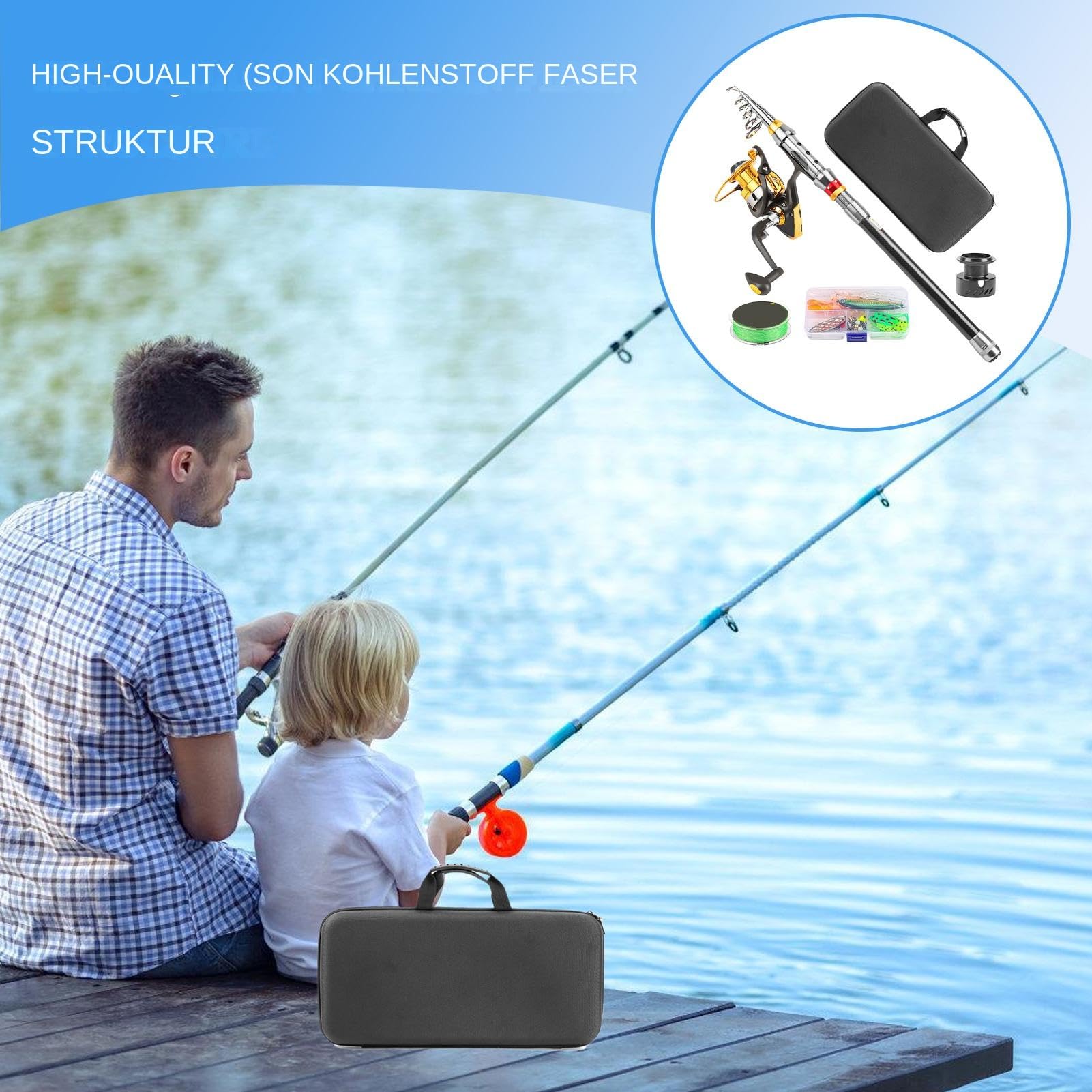 Canna da pesca combinata con mulinello, design leggero per escursioni di pesca, attrezzatura da pesca a mosca per campeggio, barca, pesca, fiume, kayak, ponte, backpacking, lago