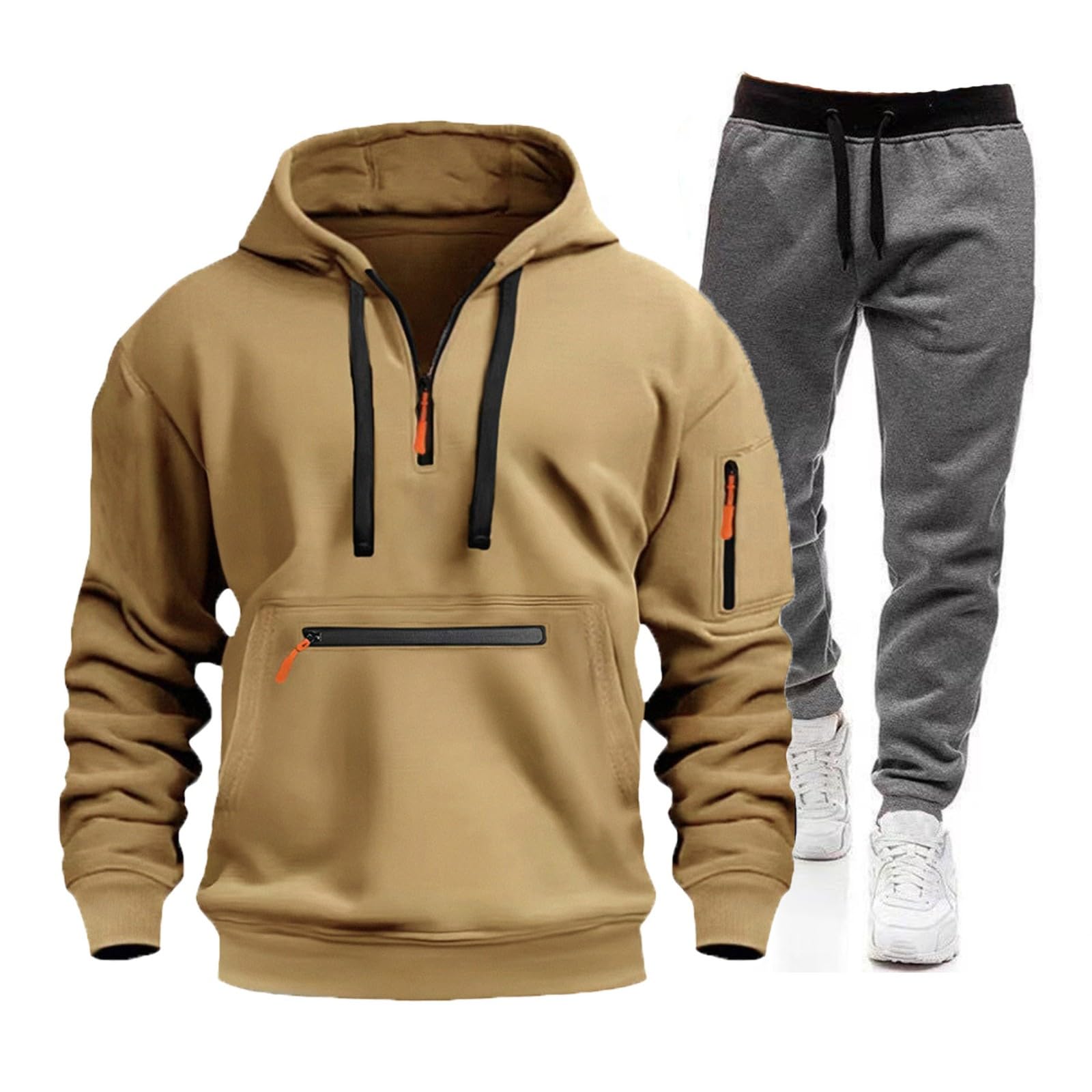 Tute da Ginnastica Uomo Maniche Lunghe Felpa con Cerniera e Jogging Pantaloni Sportiva Set Tuta Completa Tracksuit,Tuta Uomo In Pile,Regalo Natale Halloween Capodanno