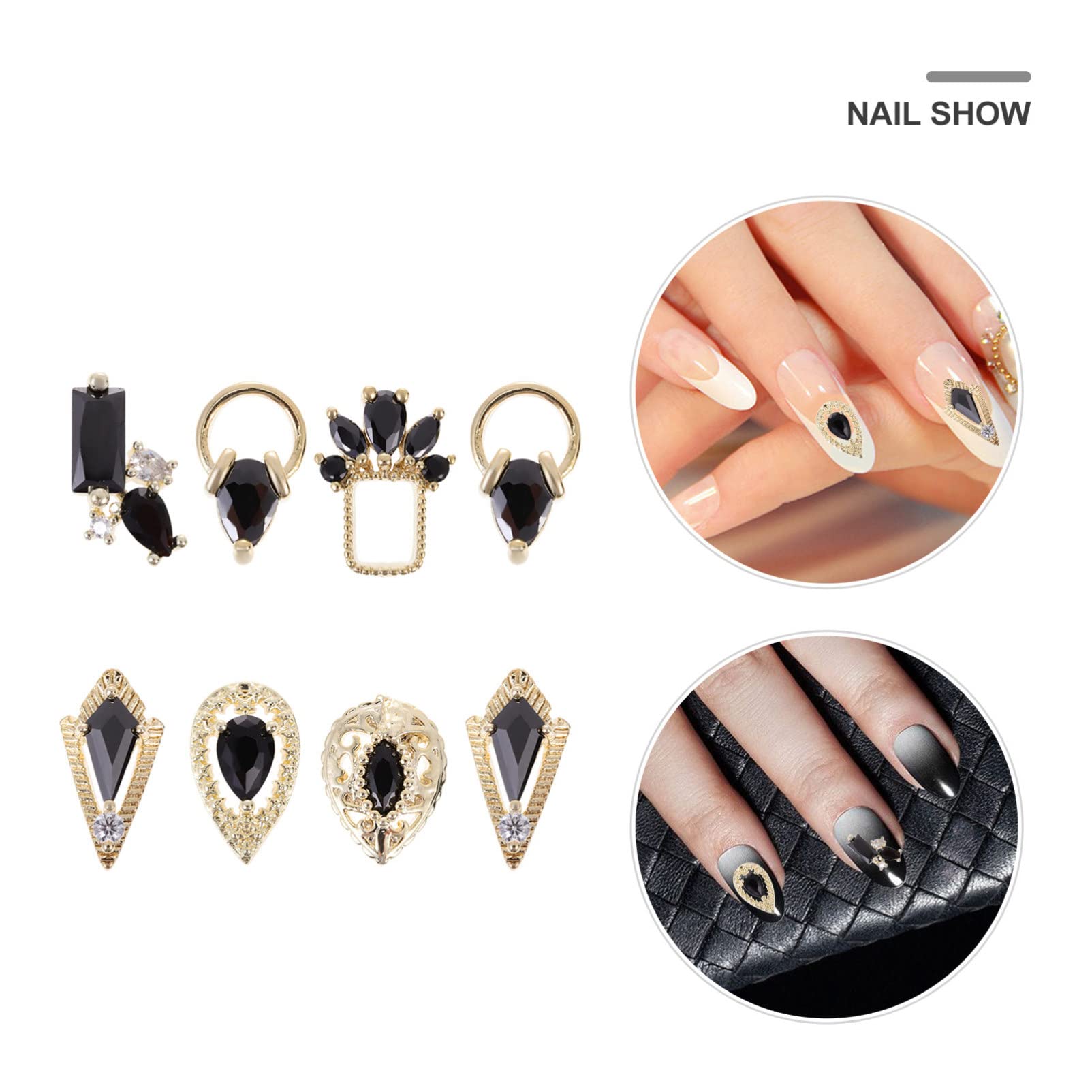 2 Set Charm Per Nail Art Zirconi Decorazioni Per Unghie Piatte Stile Casual Per Manicure Creativa E Progetti Te 8 Pezzi * 2
