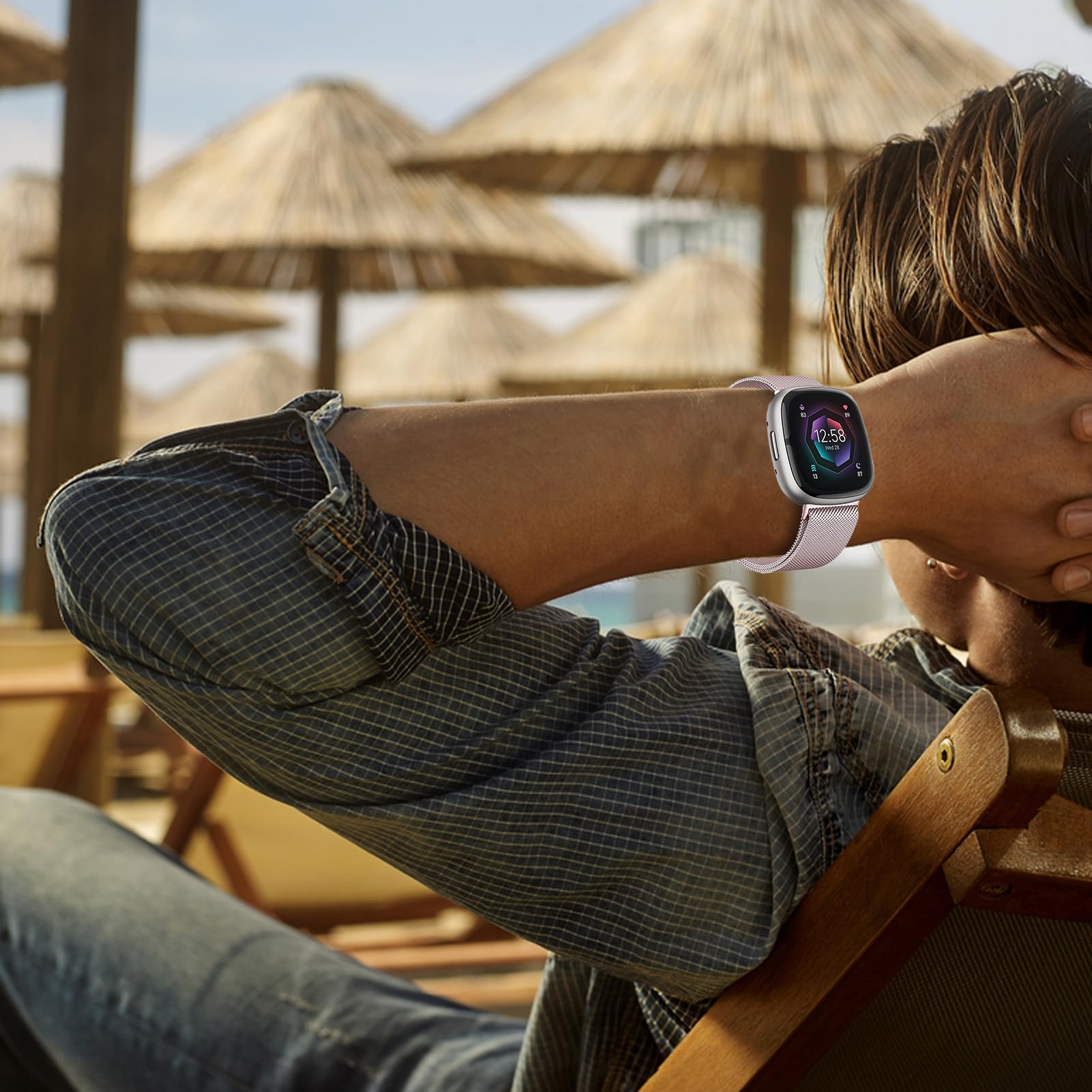 2 Cinturini In Metallo Magnetico Per Fitbit Versa 4/3 E Sense 2 – Acciaio Inox, Chiusura Magnetica, Taglie S E L, Colori Vari, Per Uomo E Donna