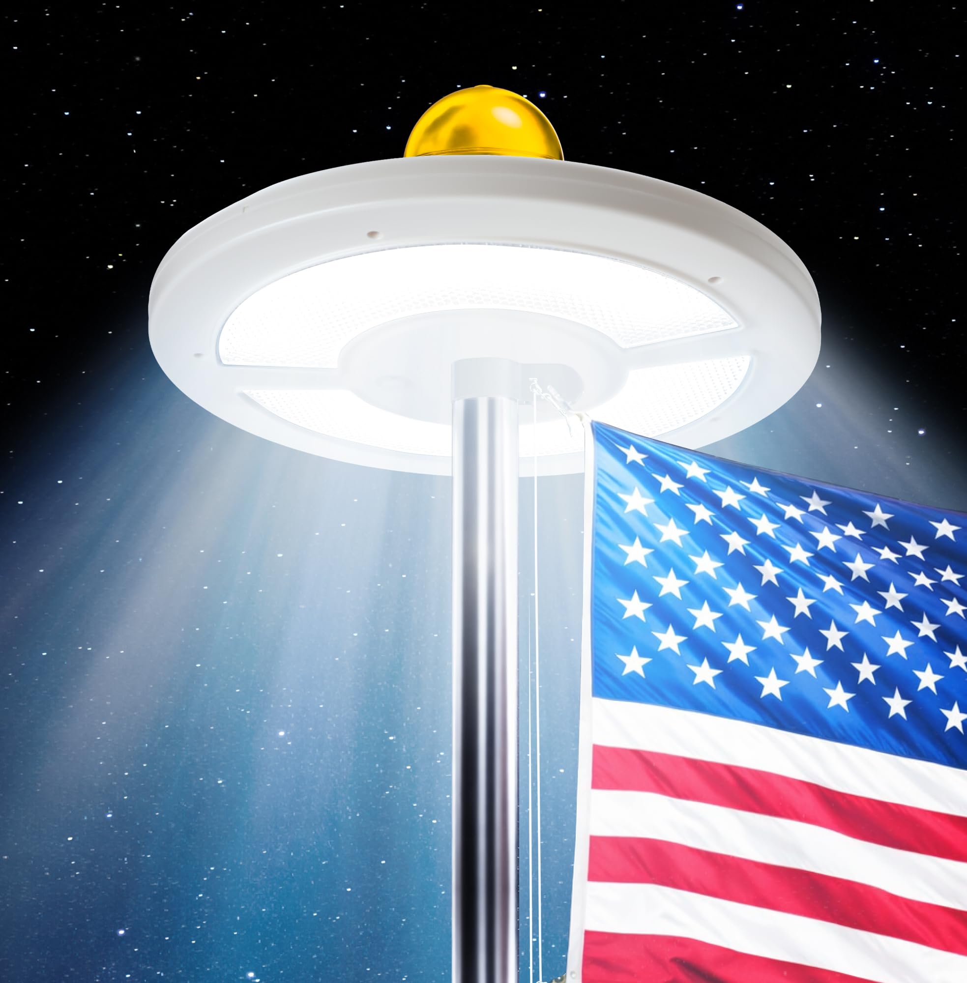 Photo 1 of Deneve Ultra-Bright Flag Pole Light - 128 LED Lights - Solar-Powered - Auto Dusk to Dawn - Waterproof Design (White)