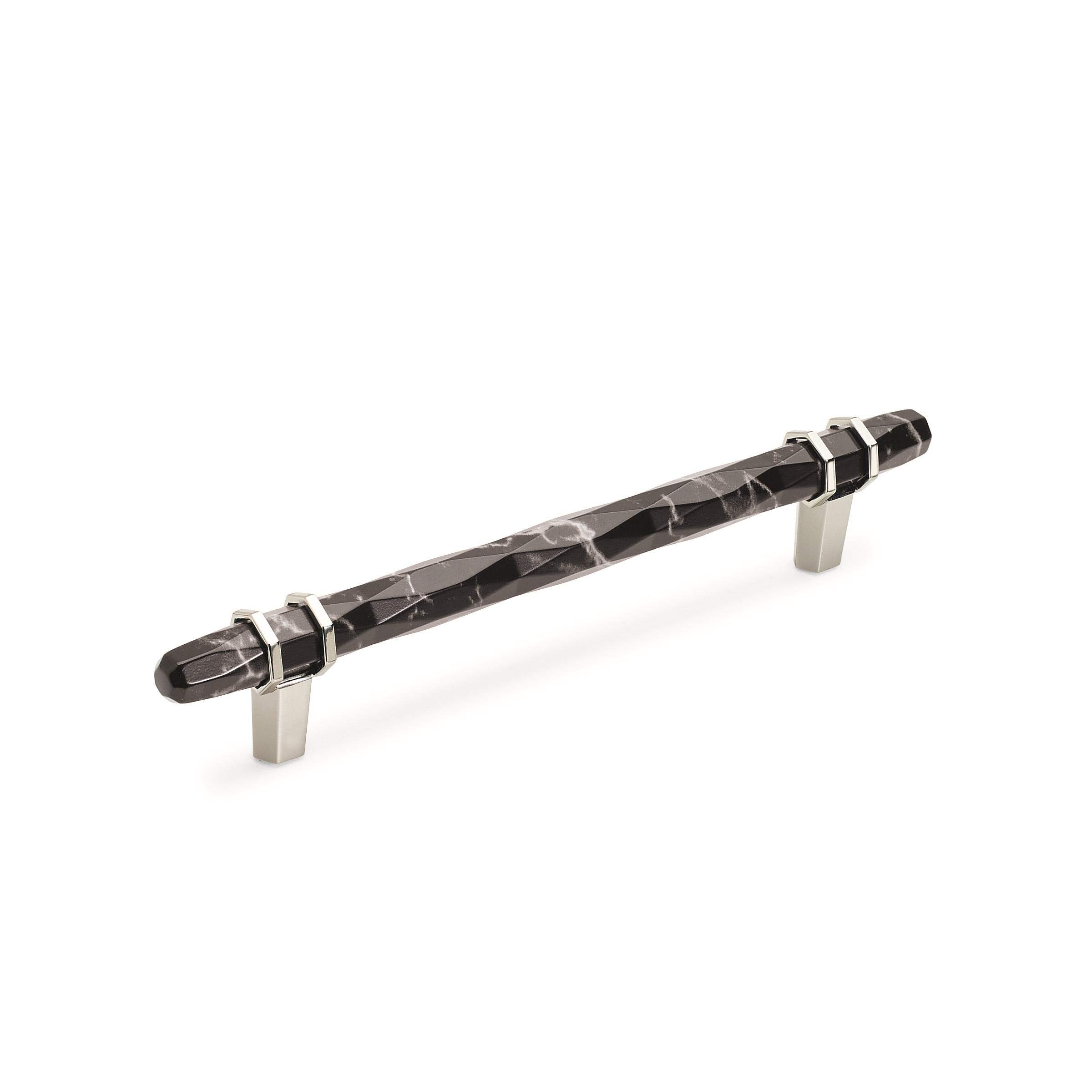 Amerock 6-5/16" Carrione Marble Black/Polished Nickel Drawer Pull