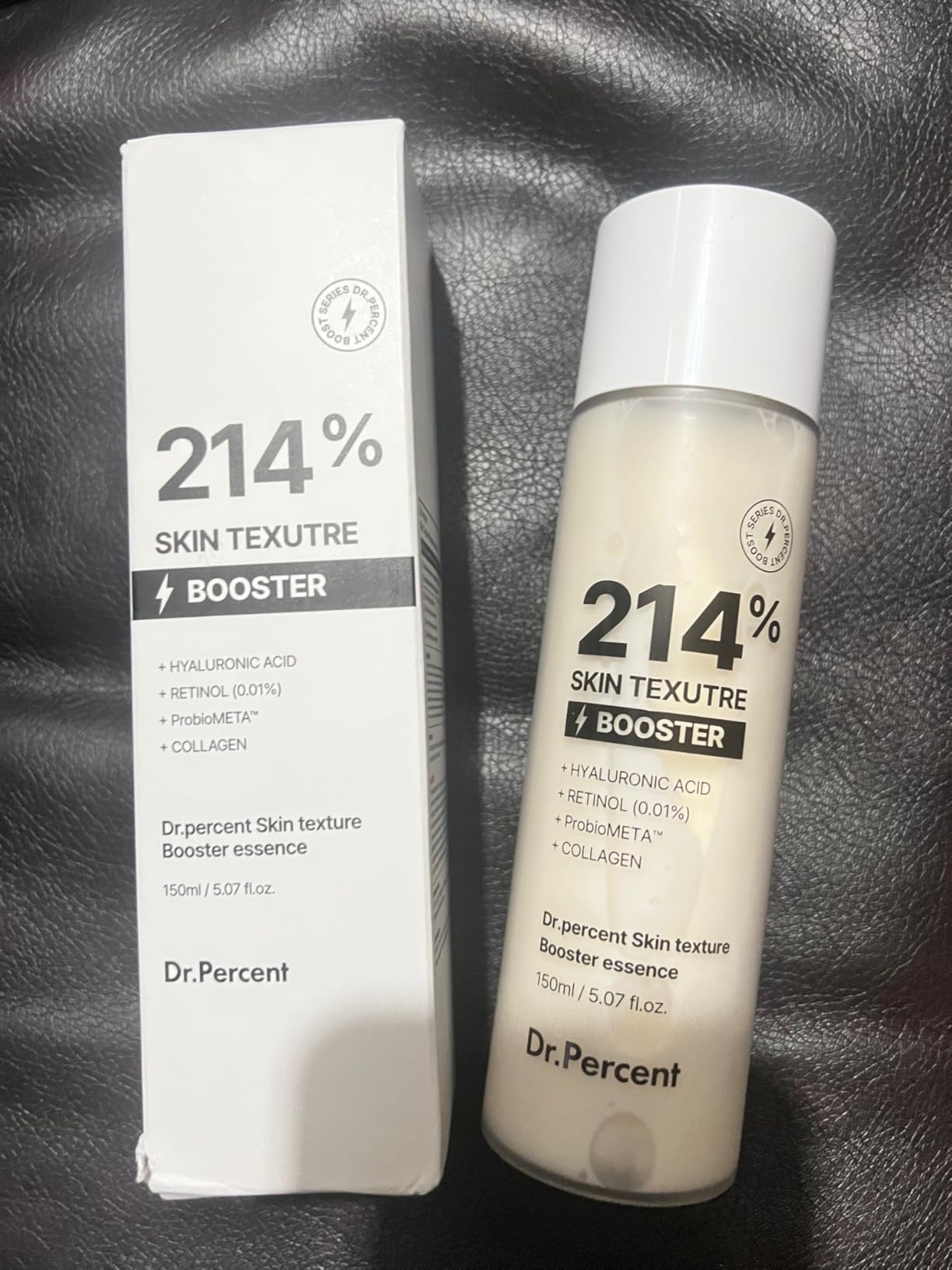 dr.percent Skin Texture Booster 214% Essence – Deep Hydration, Glass Skin, Triple Hyaluronic Acid, Collagen & Retinol, Lightweight & Non-Sticky, Visibly Plumping Effect, Korean Skincare, 5.07 fl oz