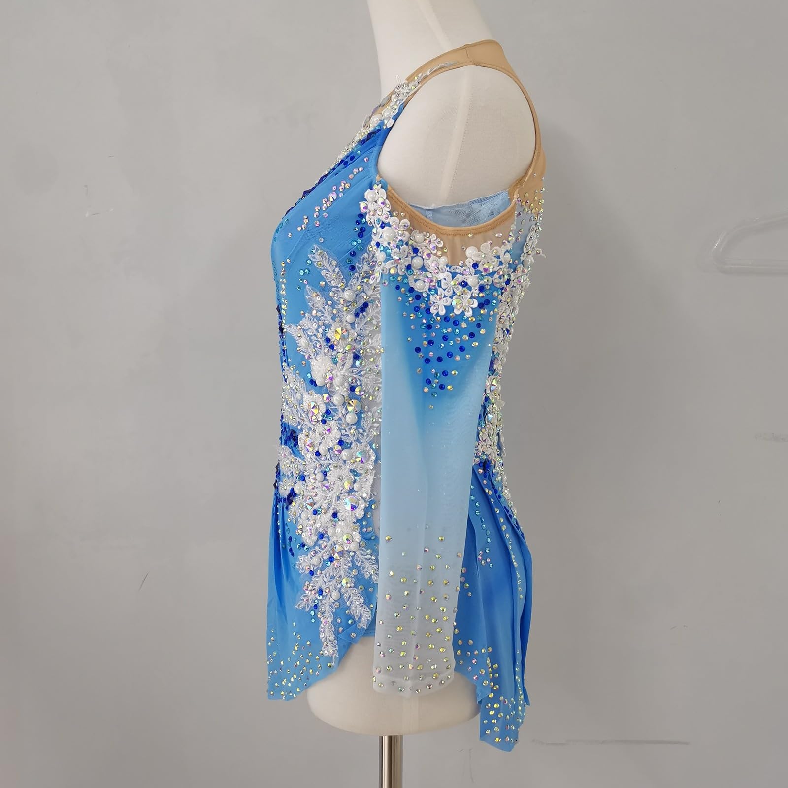 LIUHUO Maillot de Gimnasia rítmica, a la Moda, cómodo, Azul, Manga Larga, competición
