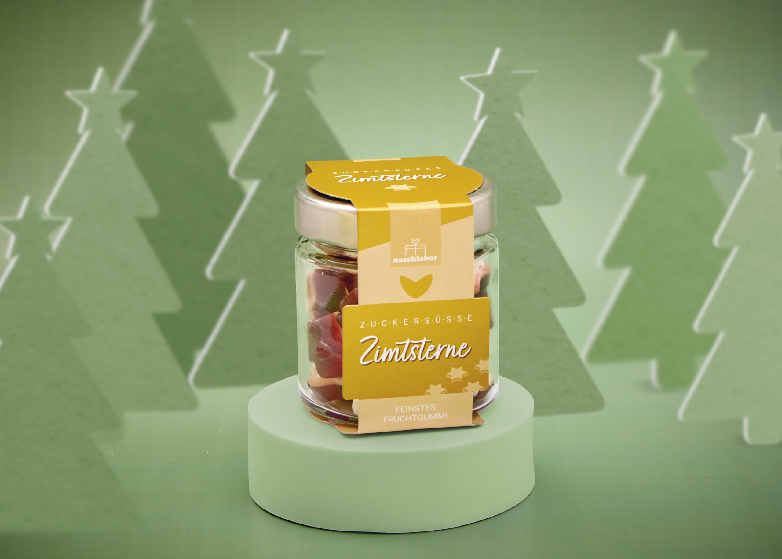 8 Stück Zuckersüße Zimtsterne mit Vanilleschaum 120g | Große Verpackung | Gummibärchen als Zimtstern | Geschenk für Weihnachten | Süße Zimtsterne