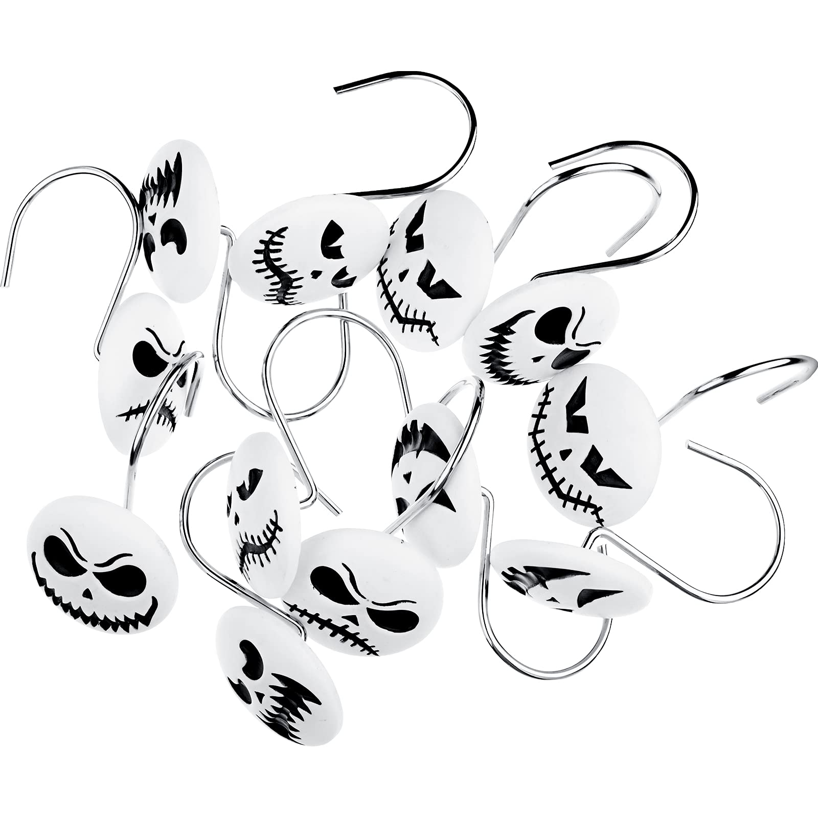 12er-Set Duschvorhanghaken Fischgräten-Design – Edelstahl, Silber, Für Stangen 22–25 Mm