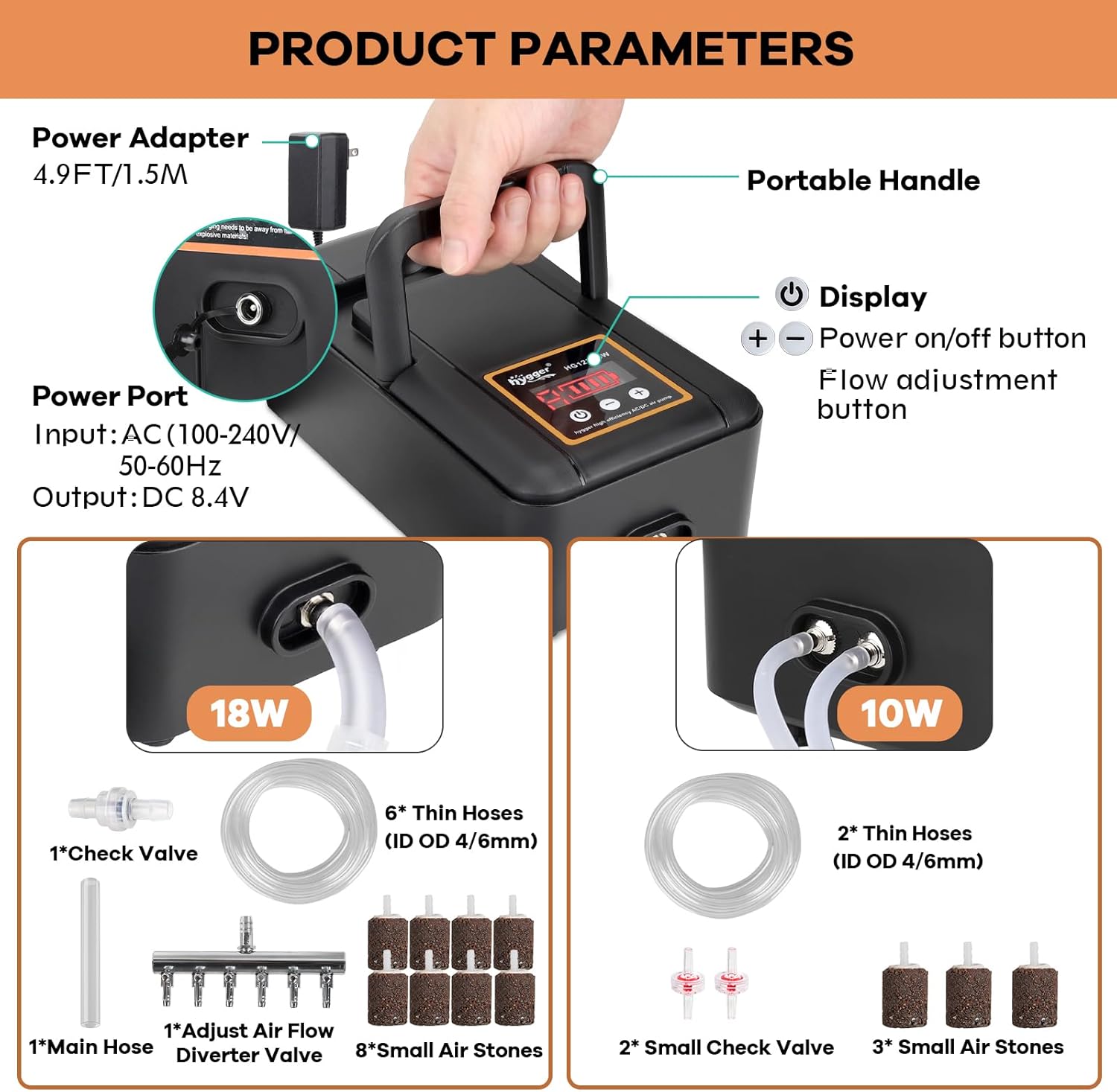 hygger Air Pump Product Parameters