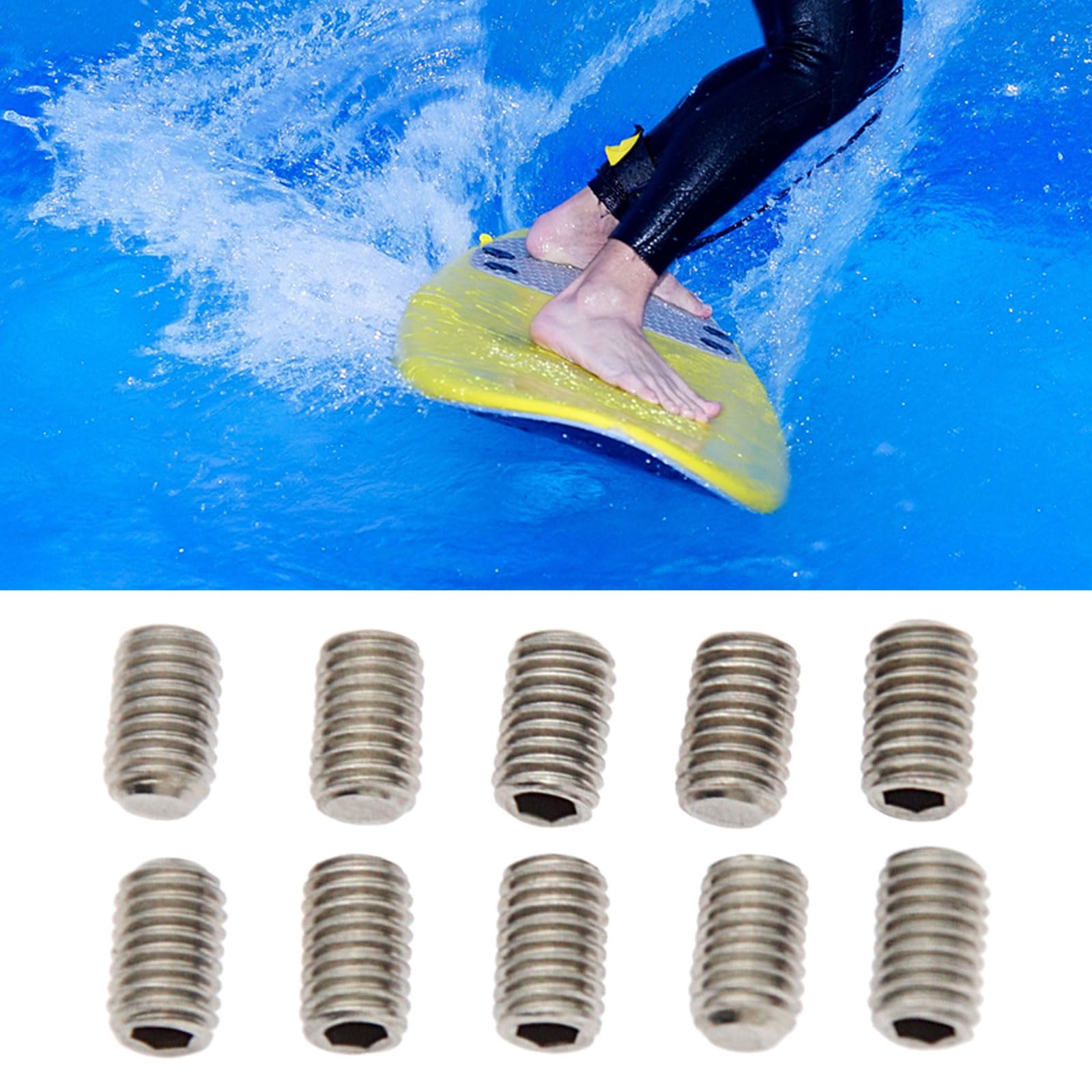 Osdhezcn 10 Pcs Stainless Steel Surfboard Fin Screws Screws 5mm Fin Plug Screws Fin Replacement Screw Hardware Part