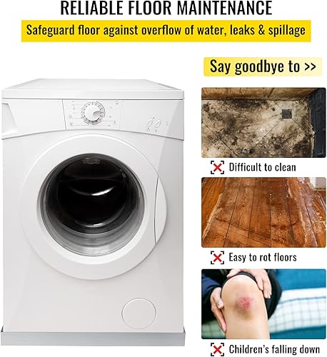 Miniatura 3 de VBENLEM Bandeja de drenaje de lavadora de acero inoxidable 304 de 27 x 25 x 2.5 pulgadas de grosor de 18 GA, bandeja de goteo compacta resistente