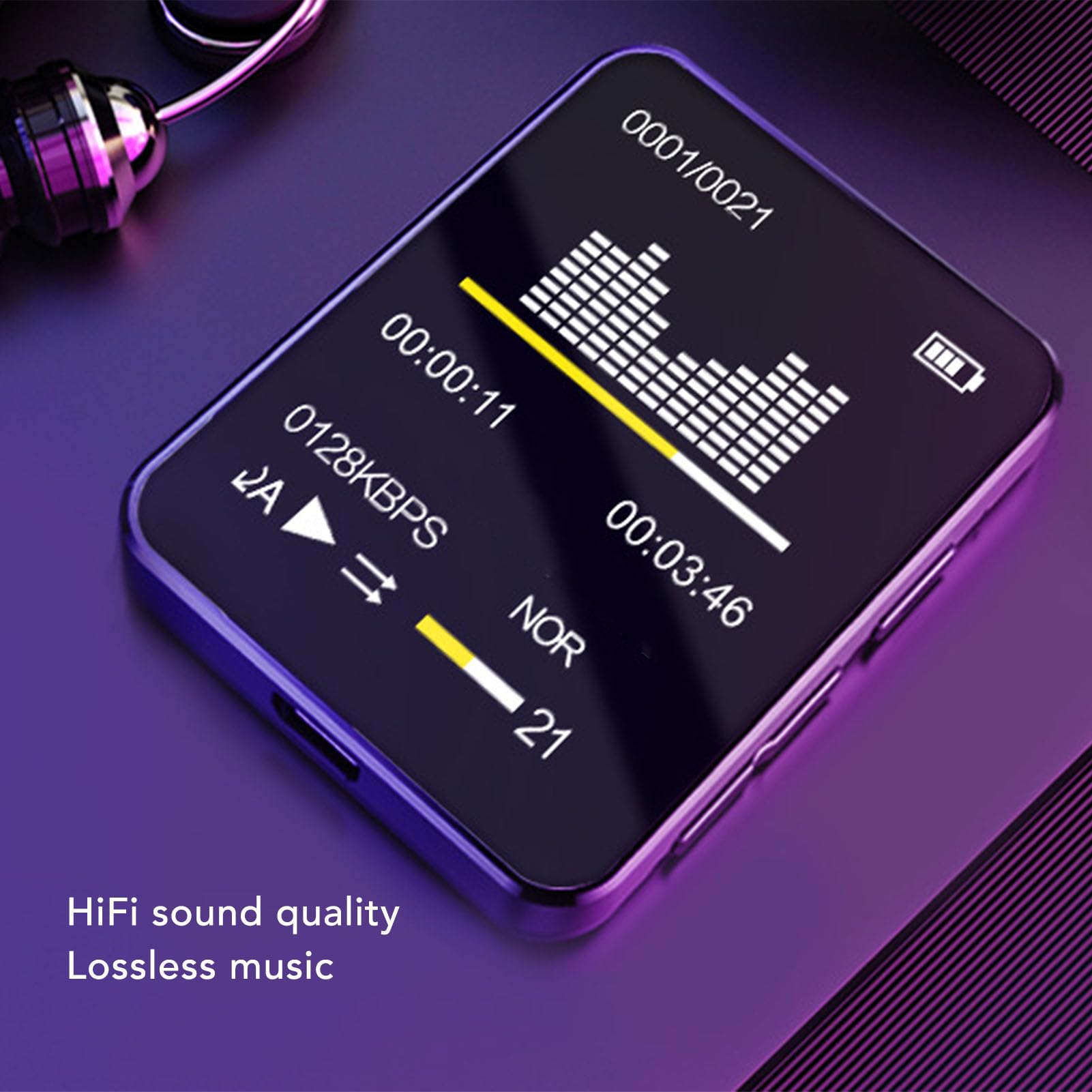 Sxhlseller Lettore Musicale Portatile Bluetooth 5.0 |Touch Screen da 1,8 Pollici MP3 MP4 con Espansione da 128 GB, Audio HiFi Lossless, Altoparlante Integrato e Clip Posteriore per la Corsa Sportiva