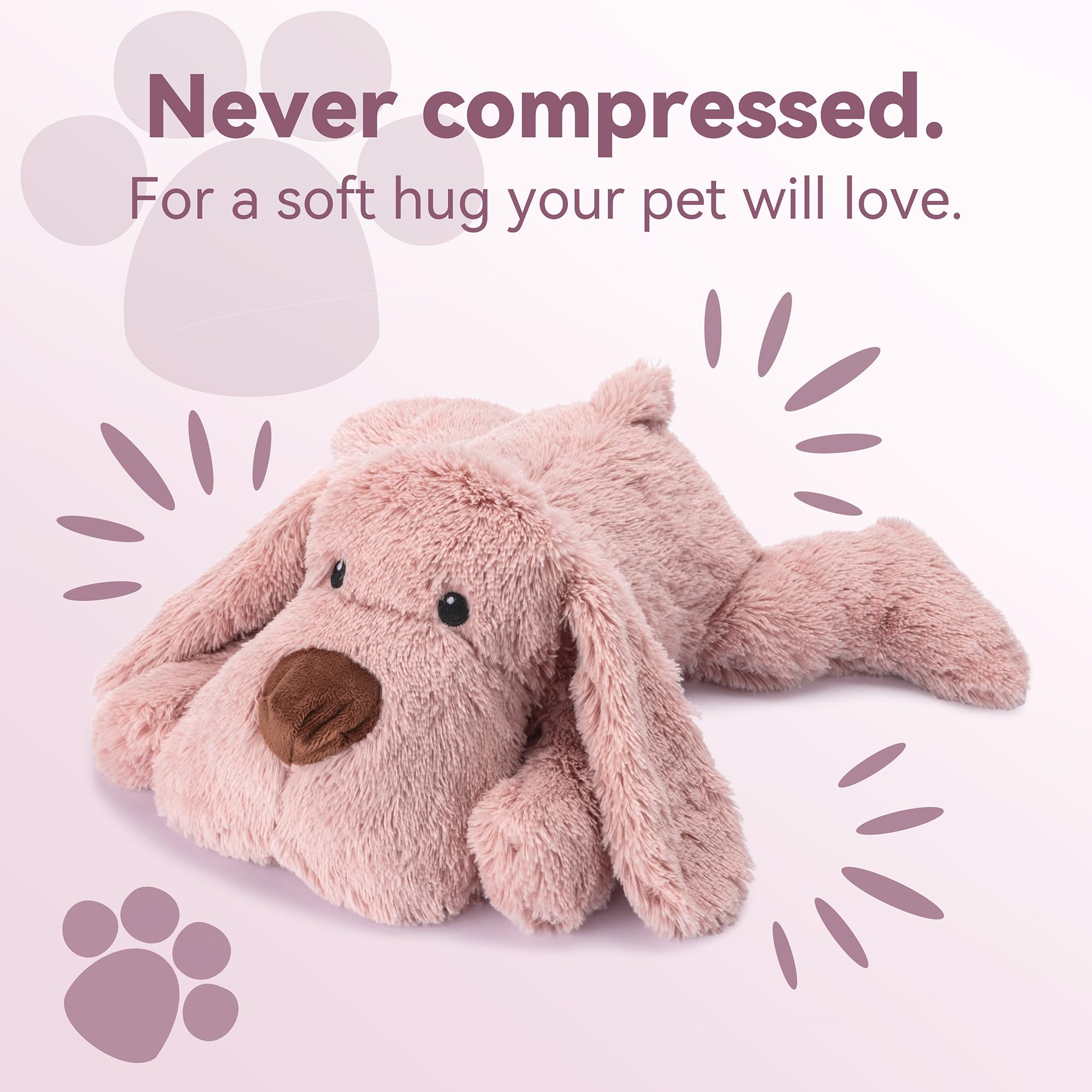Moropaky Heartbeat Jouet pour chien pour soulager l'anxiété et apaiser les battements de cœur – Jouet en peluche pour soulager l'anxiété et aider à dormir – Rose