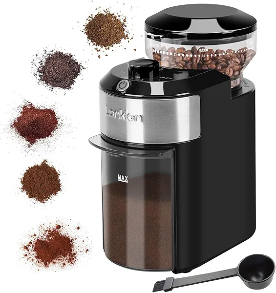 Lonkion Burr Coffee Grinder Electric - Adjustable Burr Grinder with 28 Precise Grind Settings for 12 Cups - Coffee Grinders for Home Use - Professional Coffee Bean Grinder - Stainless Steel