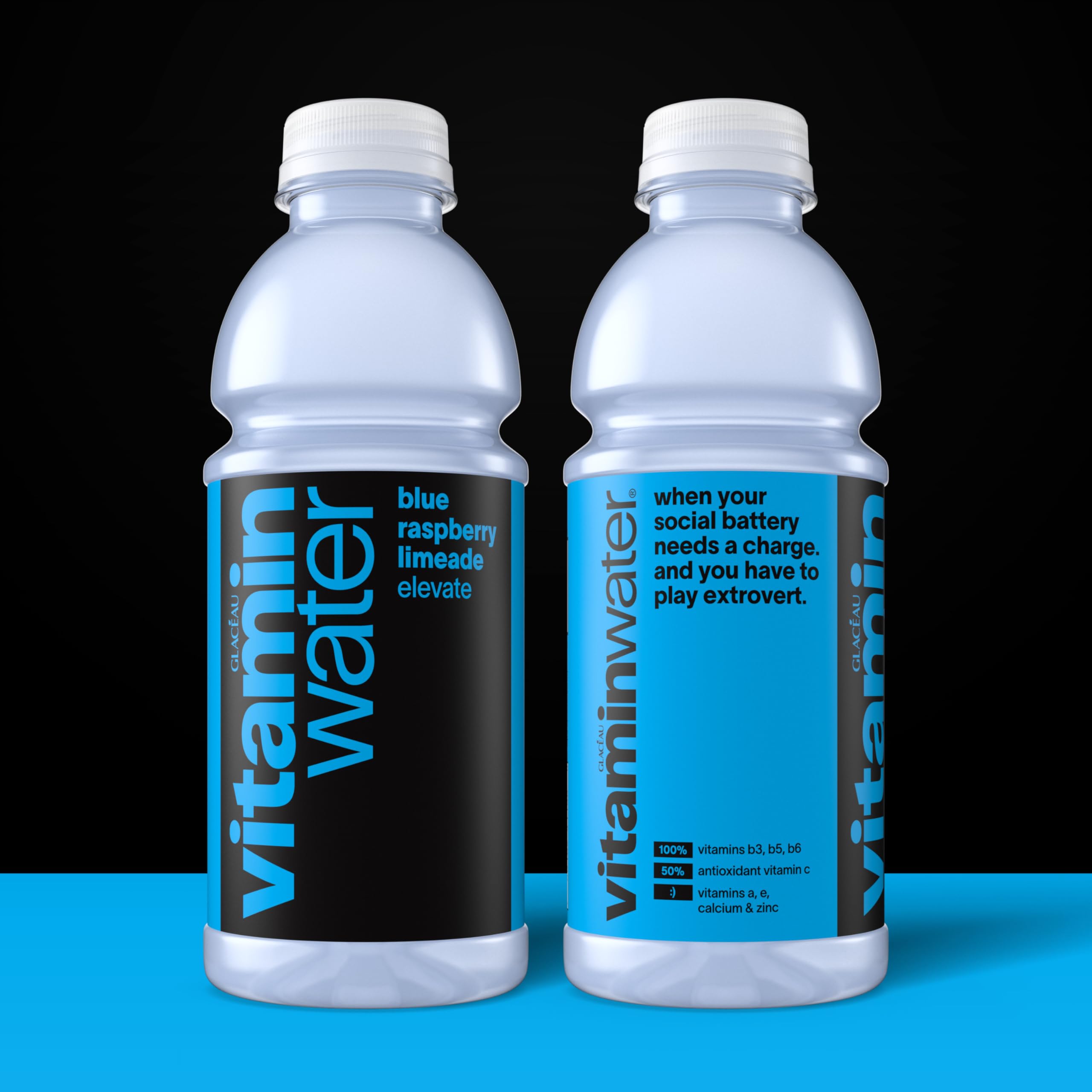 vitaminwater Blue Raspberry Limeade Elevate Nutrient Enhanced Water Beverage 20 oz. 12 pack