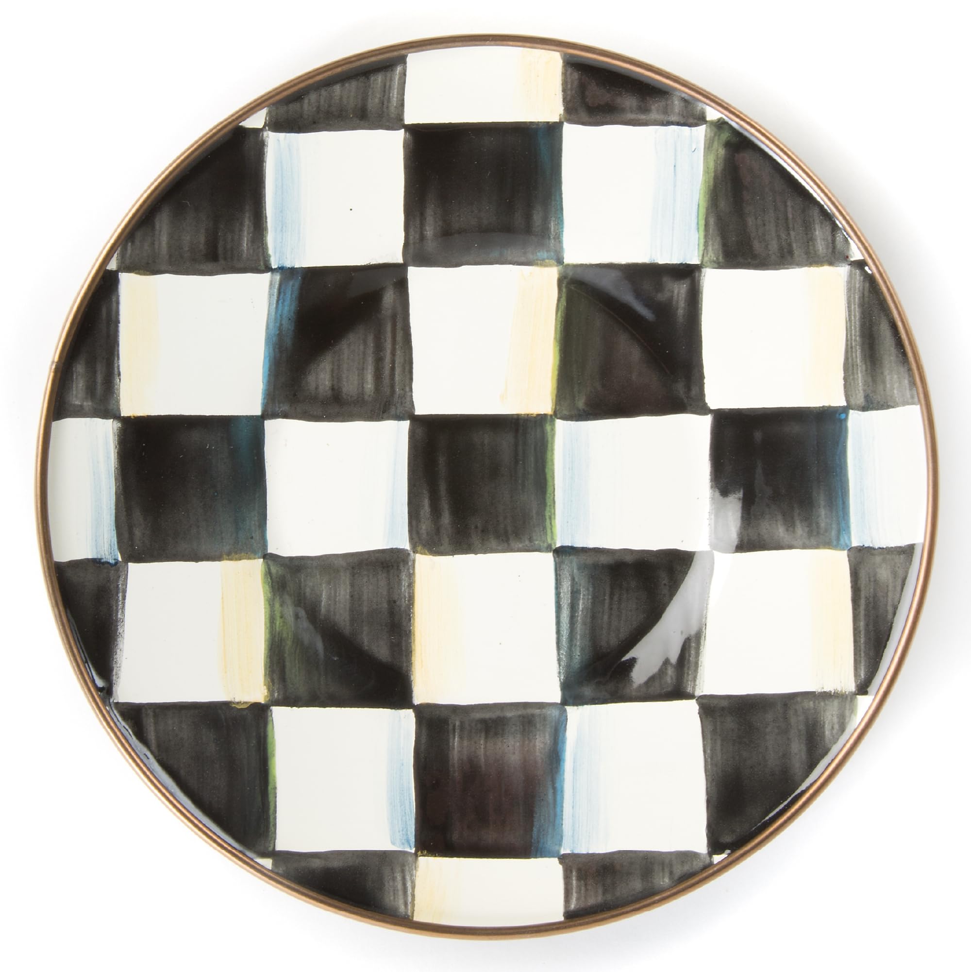 MacKenzie-Childs Enamel Saucer-Courtly Check