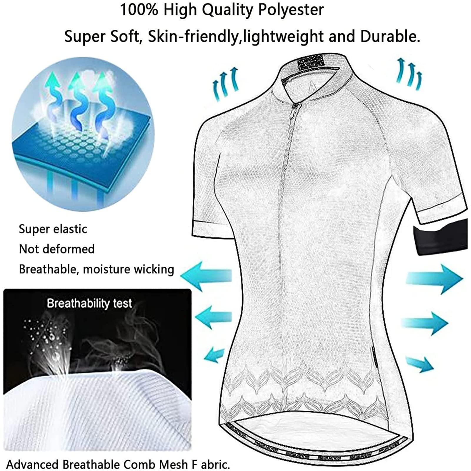 Ciclismo Maillot, Hombres Jersey +Ropa de Ciclismo Maillot Ciclismo Hombre Completo Camiseta + Pantalones Cortos 5D Gel Acolchado para Deportes al Aire Libre Ciclo Bicicleta