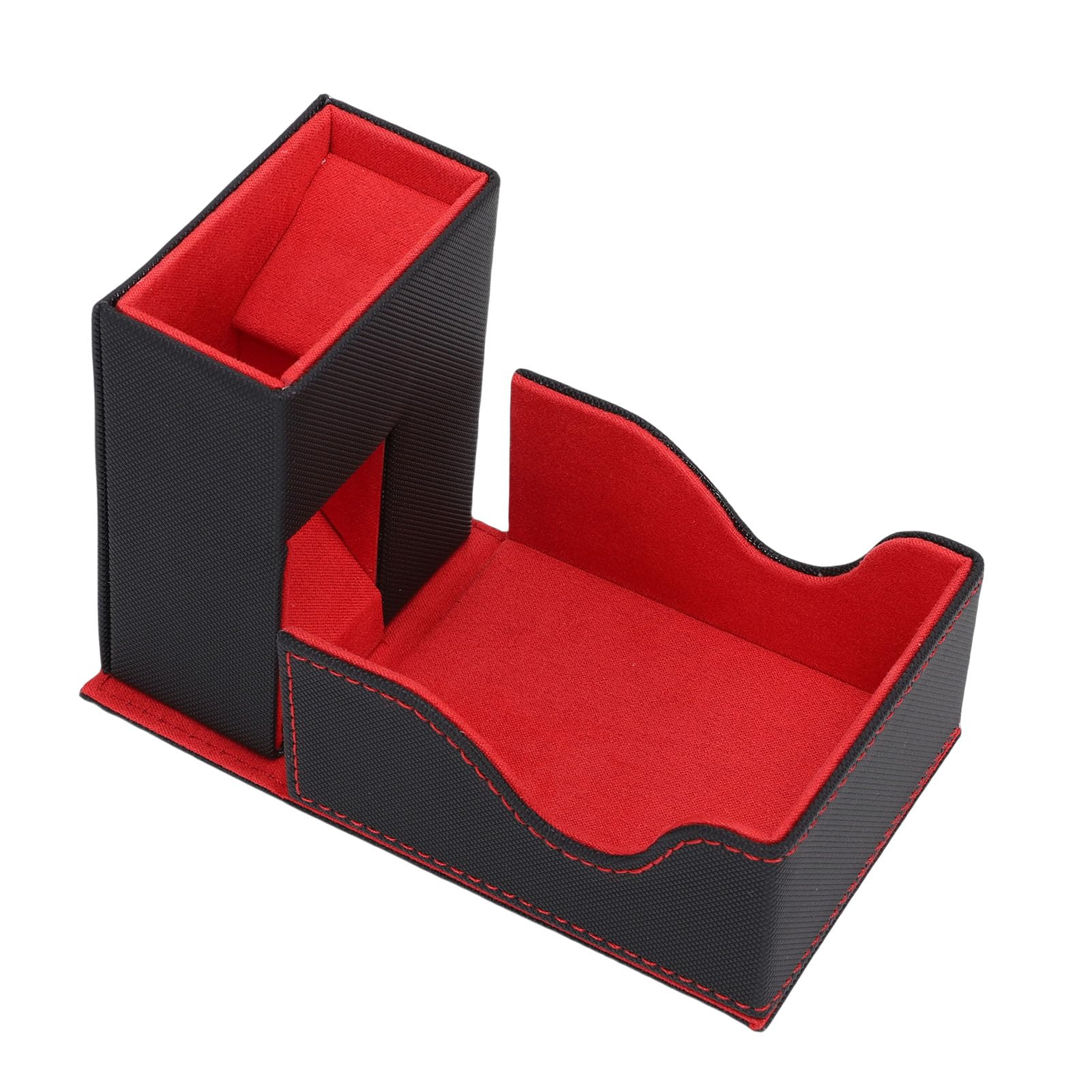 Greensen Torre de Dados de Cuero PU, Diseño Plegable Magnético con Forro de Terciopelo y Textura Antideslizante, para Juegos de Mesa de Dungeons and Dragons RPG (Negro Rojo)