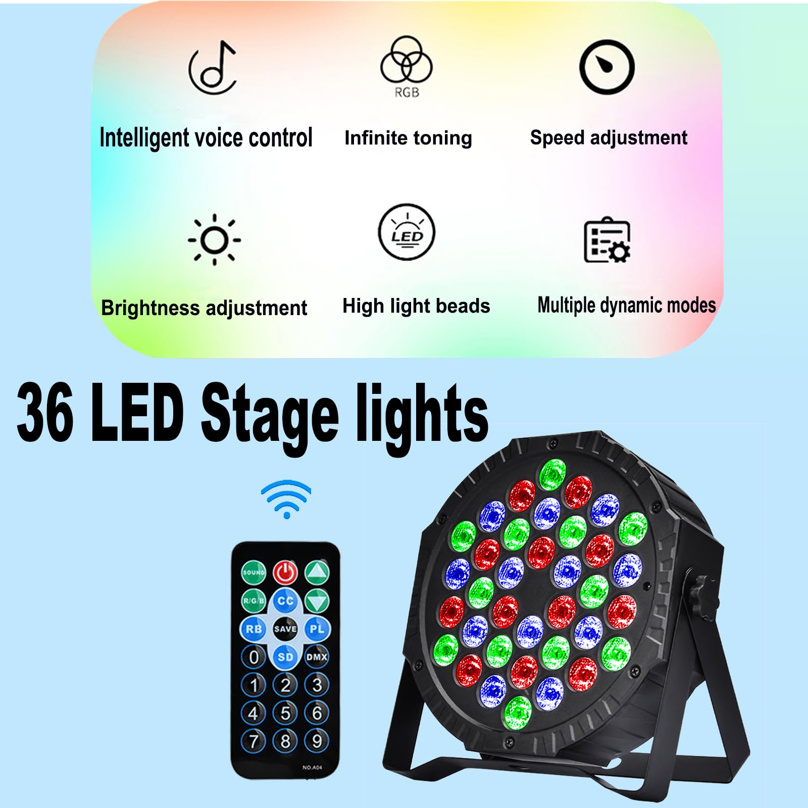 U`King Set van 2 led-schijnwerpers, 36 leds, podiumlicht, RGB met afstandsbediening, discolicht, schijnwerper, verlichting, bewegende kop voor stage, DJ, party, show, bar, Halloween, Kerstmis U`King Set van 2 led-schijnwerpers, 36 leds, podiumlicht, RGB met afstandsbediening, discolicht, schijnwerper, verlichting, bewegende kop voor stage, DJ, party, show, bar, Halloween, Kerstmis