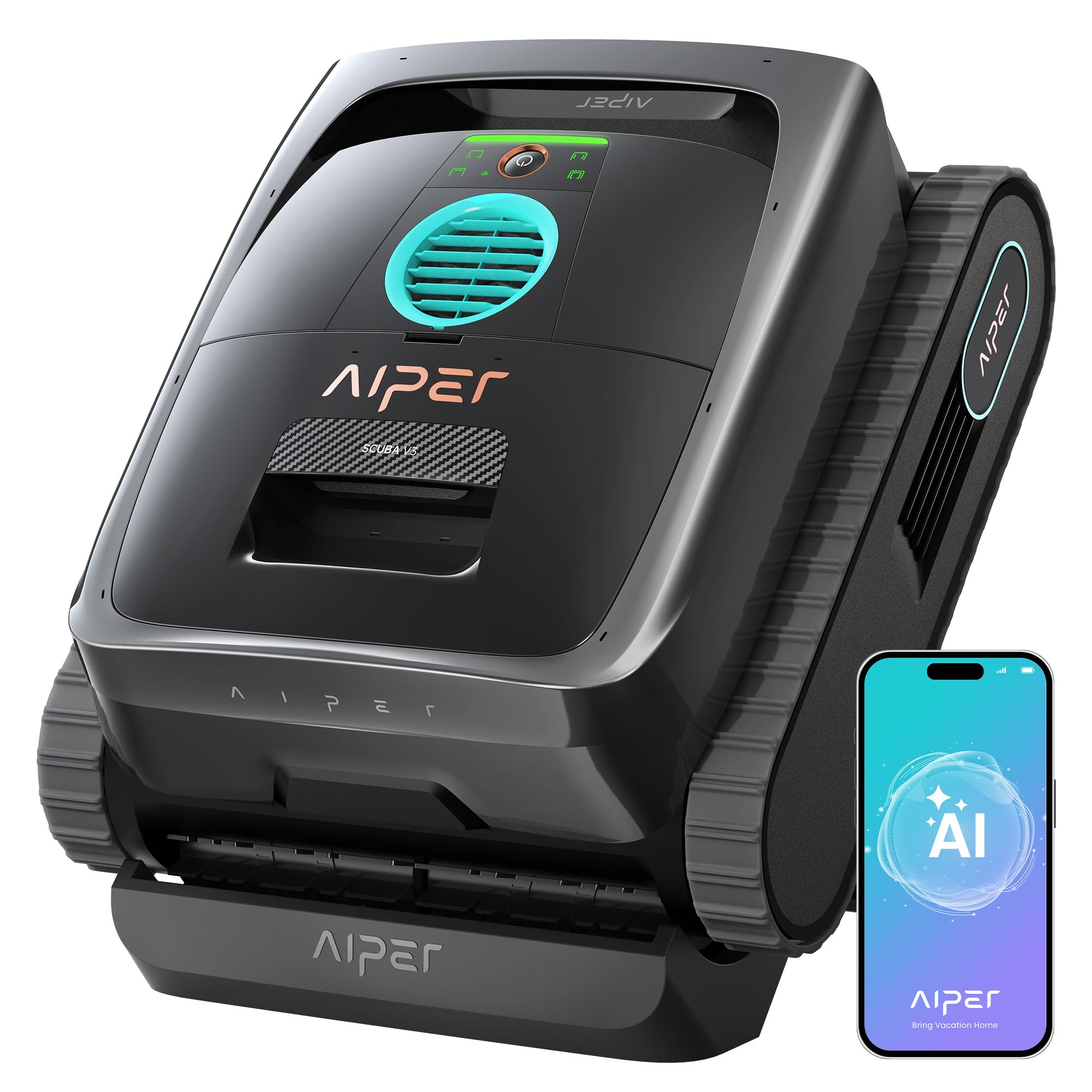 (Neu 2026) AIPER Scuba V3 Poolroboter Boden und Wände mit KI-Vision, Leichter Kabelloser Poolsauger mit App, Filter 3 μm, Ideal für Pools bis zu 200 m²