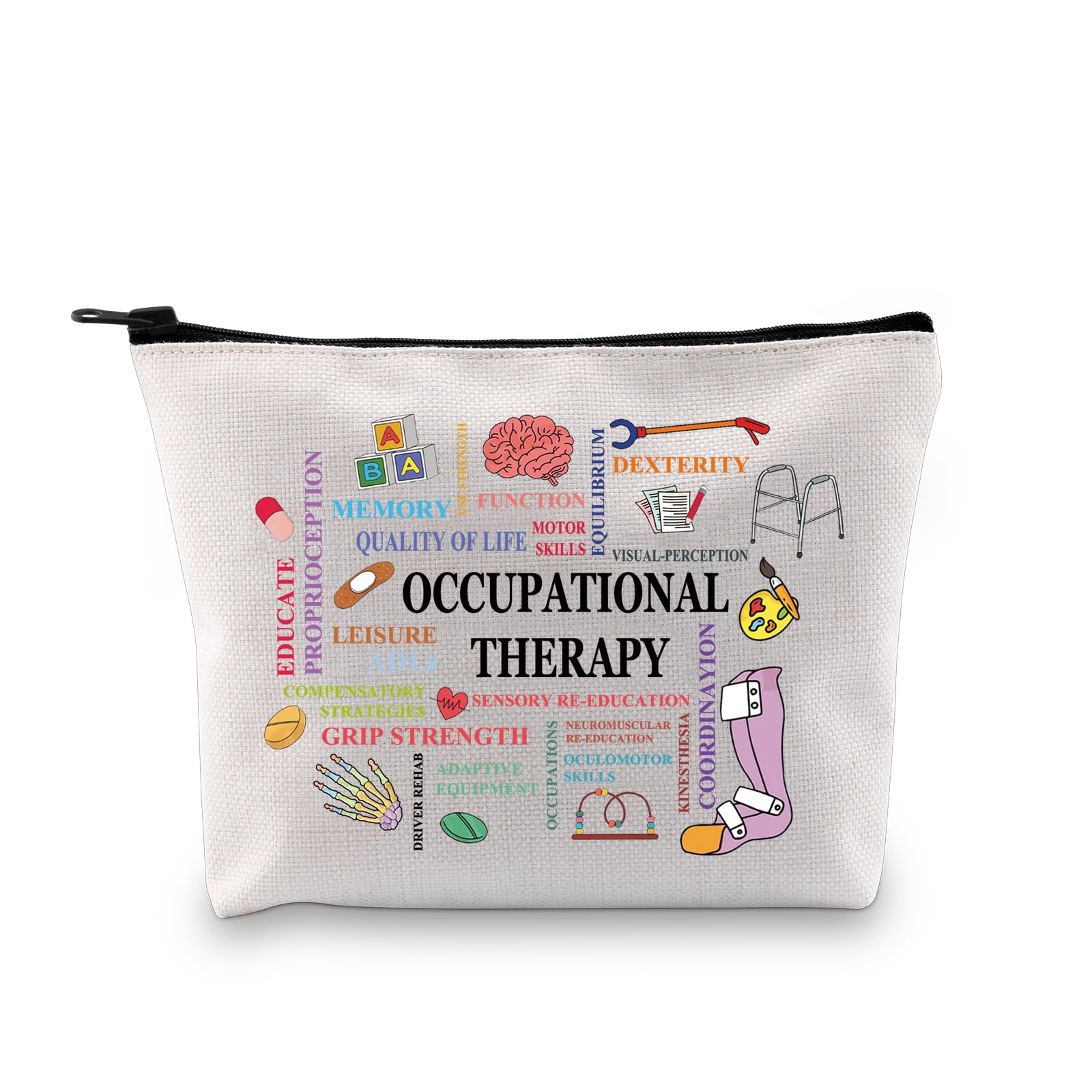PYOUL OT Appreciation Thank You Gift Occupational Therapist Makeup Bag Occupational Therapy Therapist Cosmetic Bag OT Graduation Gift (Occupation Therapist B)