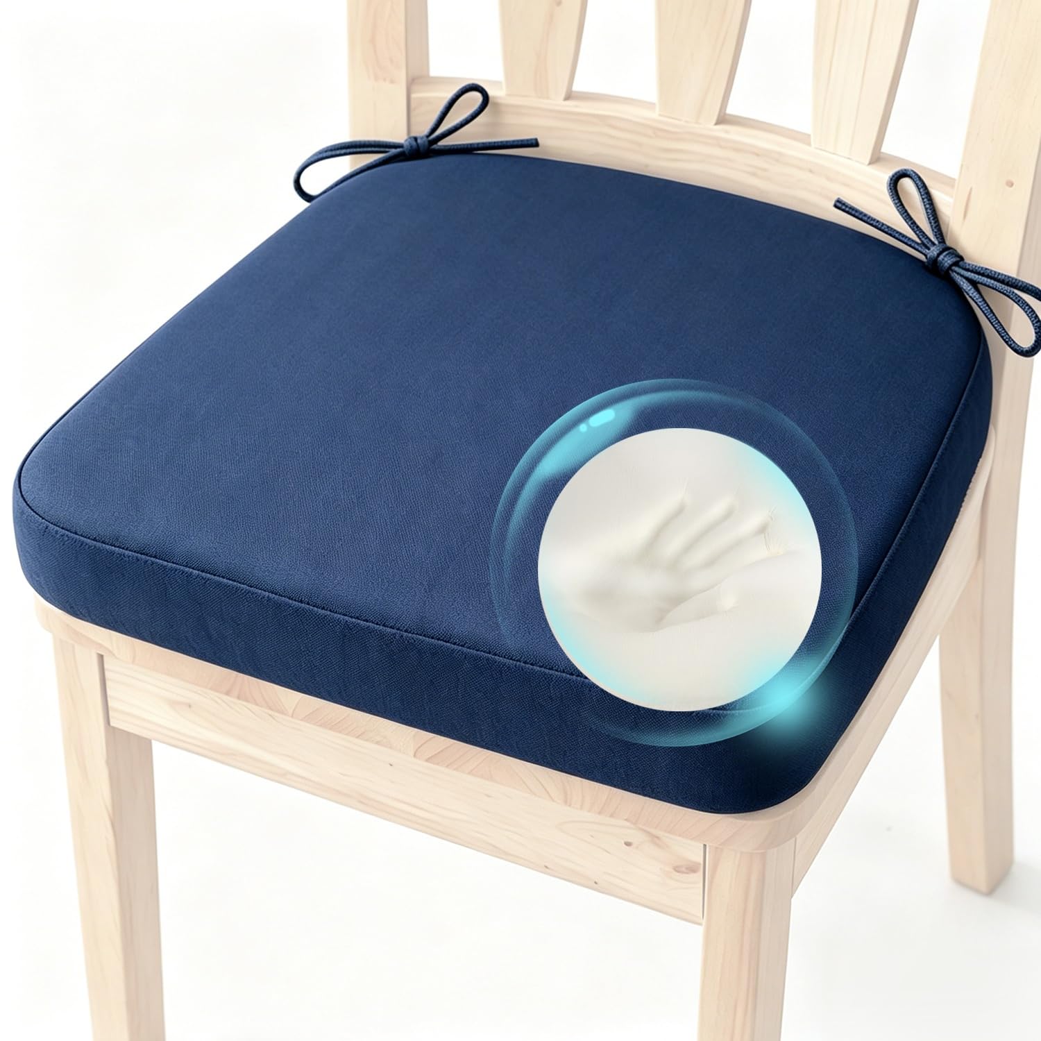 Cafusesdd Cafusedd 17'''x16''- 22''*20'' Outdoor Chair Cushion, 4-Psc Excellent Support with Ties Dining Chair Covers, Seat Cushions for Patio Furniture(NavyBlue,19''*17'')