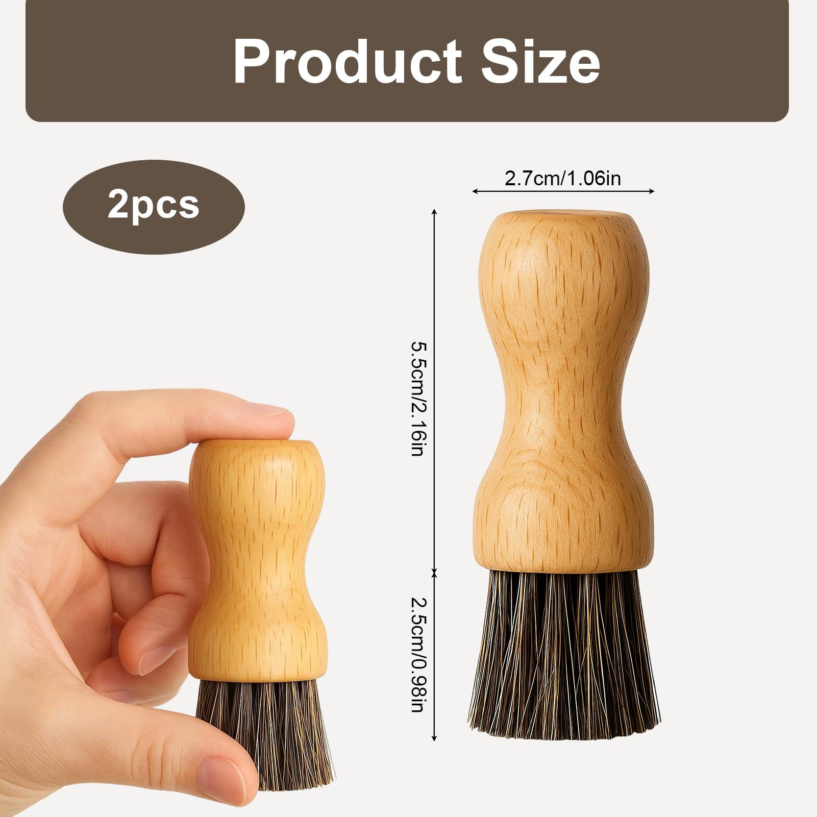 Cepillos para Zapatos de Crin de Caballo Natural,Juego de 2 Cepillo de Crin Fina para Aplicar Betún,Cera y Pulir Calzado de Cuero,Profesional para Limpieza de Zapatos y Muebles