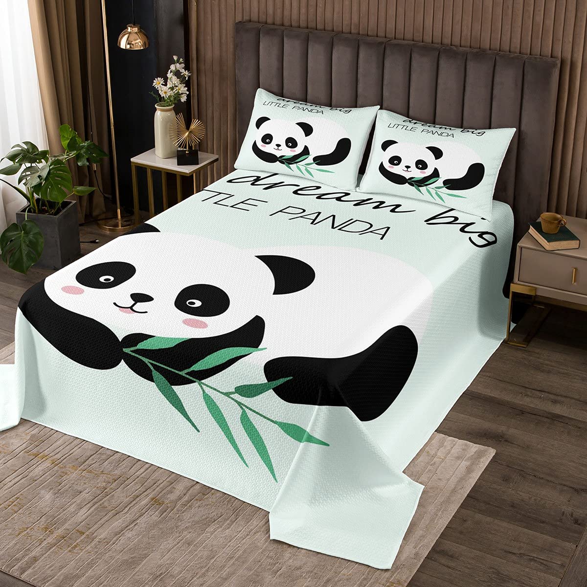Copriletto trapuntato con panda in bambù con simpatici animali trapuntati per bambini ragazzi ragazze cartoni animati panda gigante orso camera da letto 2 pezzi misura singola cerniera170X230cm