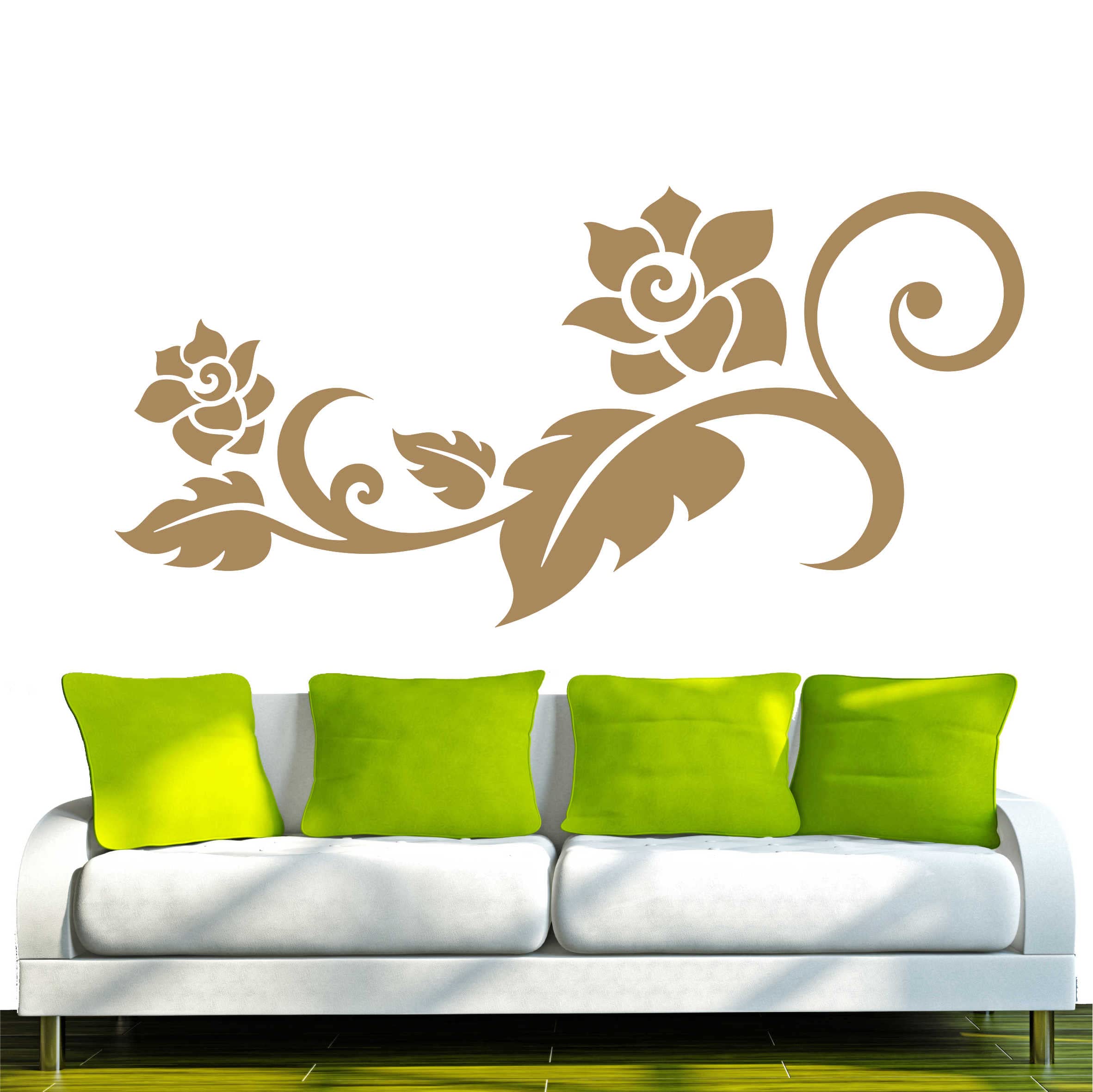 INDIGOS UG - Decalcomanie da muro - adesivi da parete - Murale - F405 con foglie, 160 x 78 cm - Marrone chiaro - Decorazione per soggiorno, camera dei bambini, ufficio, scuola