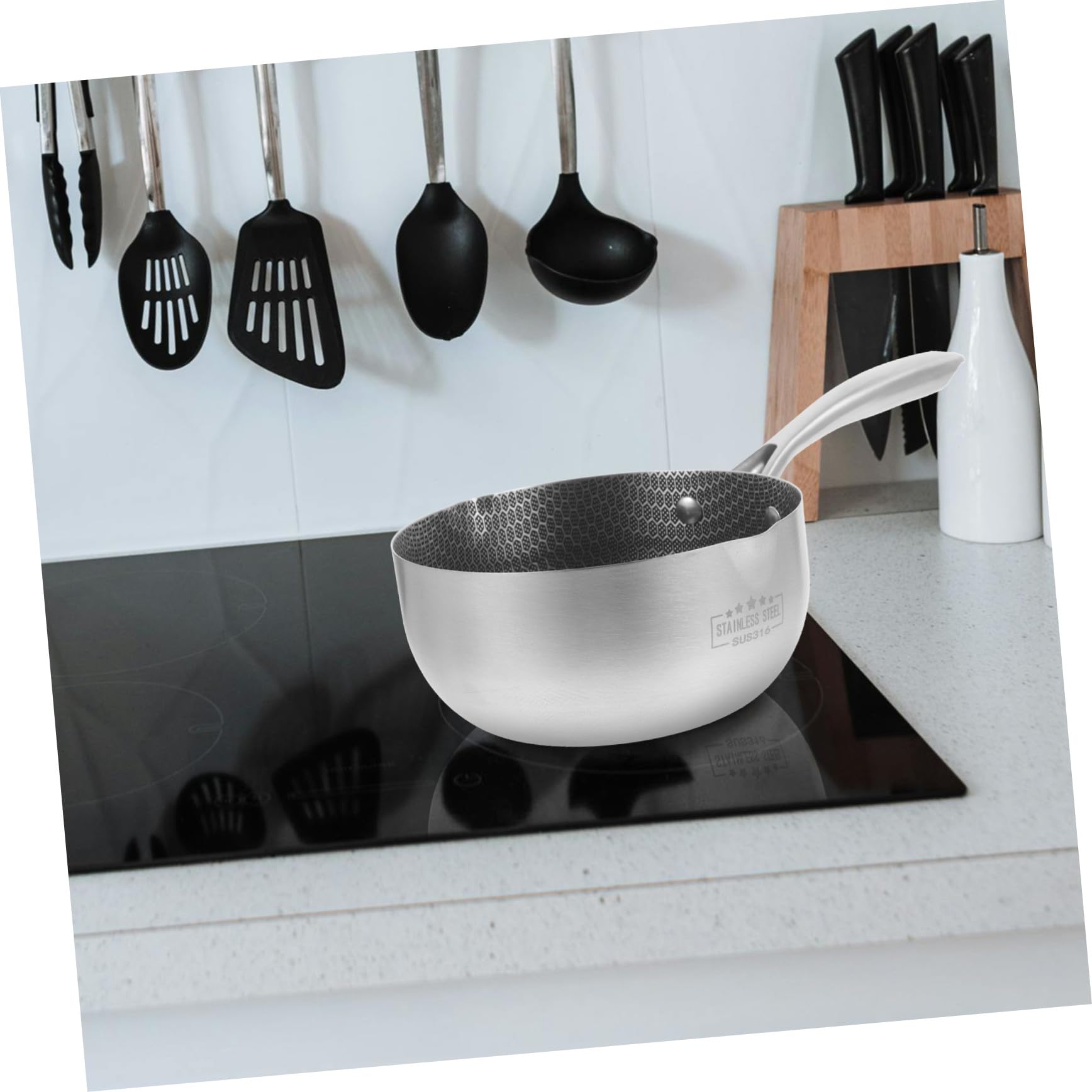 Sartén Antiadherente Pequeña de Acero Inoxidable con Diseño Panal Compatible con Inducción para Huevos Fritos y Cocina Diaria Familias Pequeñas