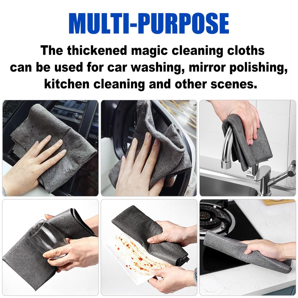 Paño de limpieza mágico grueso, paños de limpieza de microfibra reutilizables mejorados 2025, paño de limpieza multiusos con alta absorción de agua para coche, ventanas, 20 piezas/gris, 12 x 12