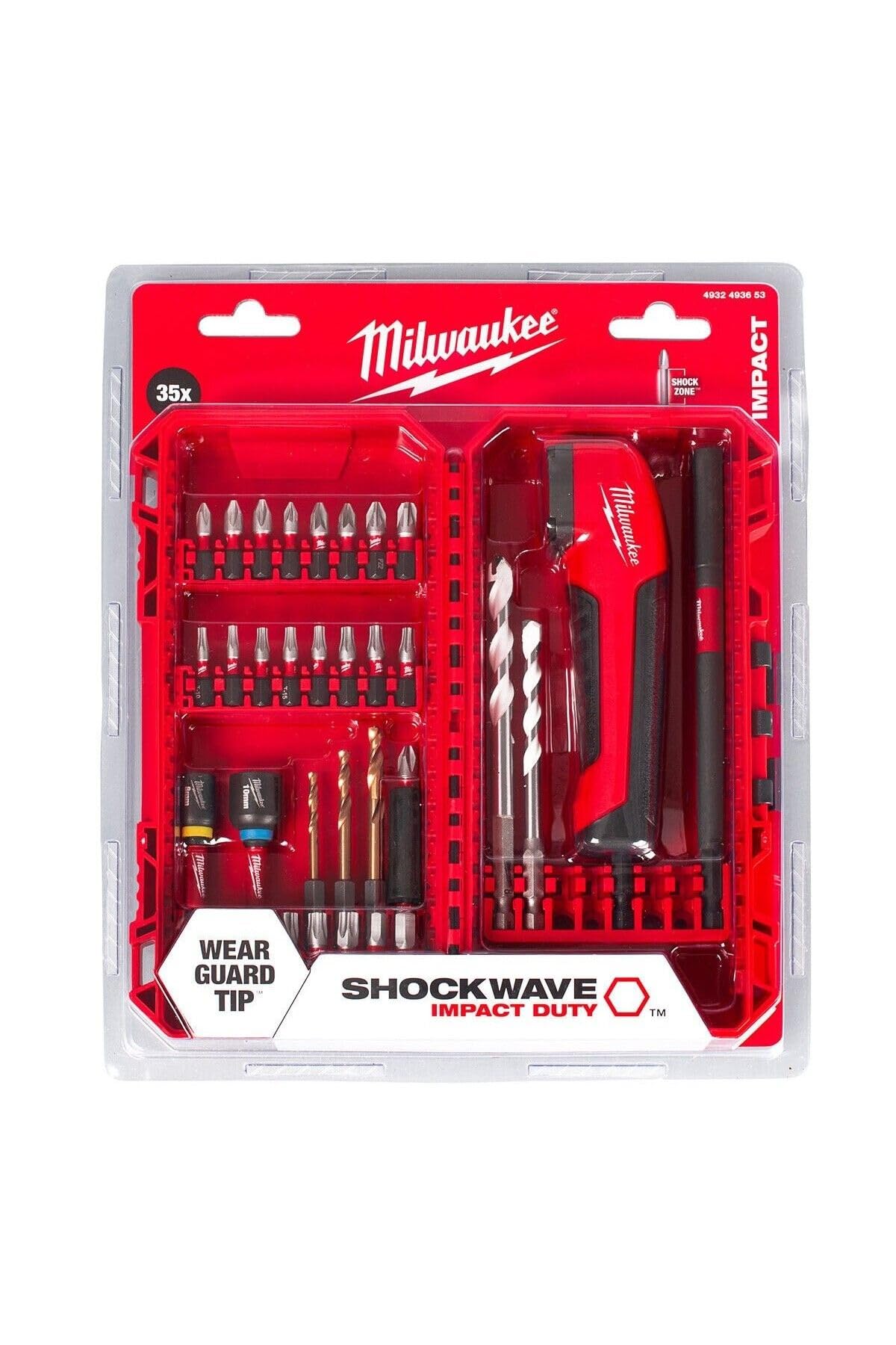 Milwaukee SHOCKWAVE juego de brocas resistente a impactos todo en uno de 35 piezas.
