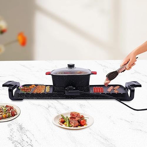 Miniatura 6 de 2 In 1 Electric Hot Pot BBQ Grill,Indoor Hot Pot with Grill,Smokeless Grill,Non-Stick Detachable BBQ for Indoor Outdoor Party,110V