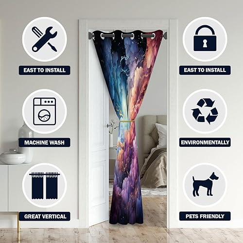 Miniatura 3 de Cortinas de puerta Nebula para puertas, agujero negro, universo, espacio, galaxia, cortina opaca para armario de dormitorio de niños, ojales con